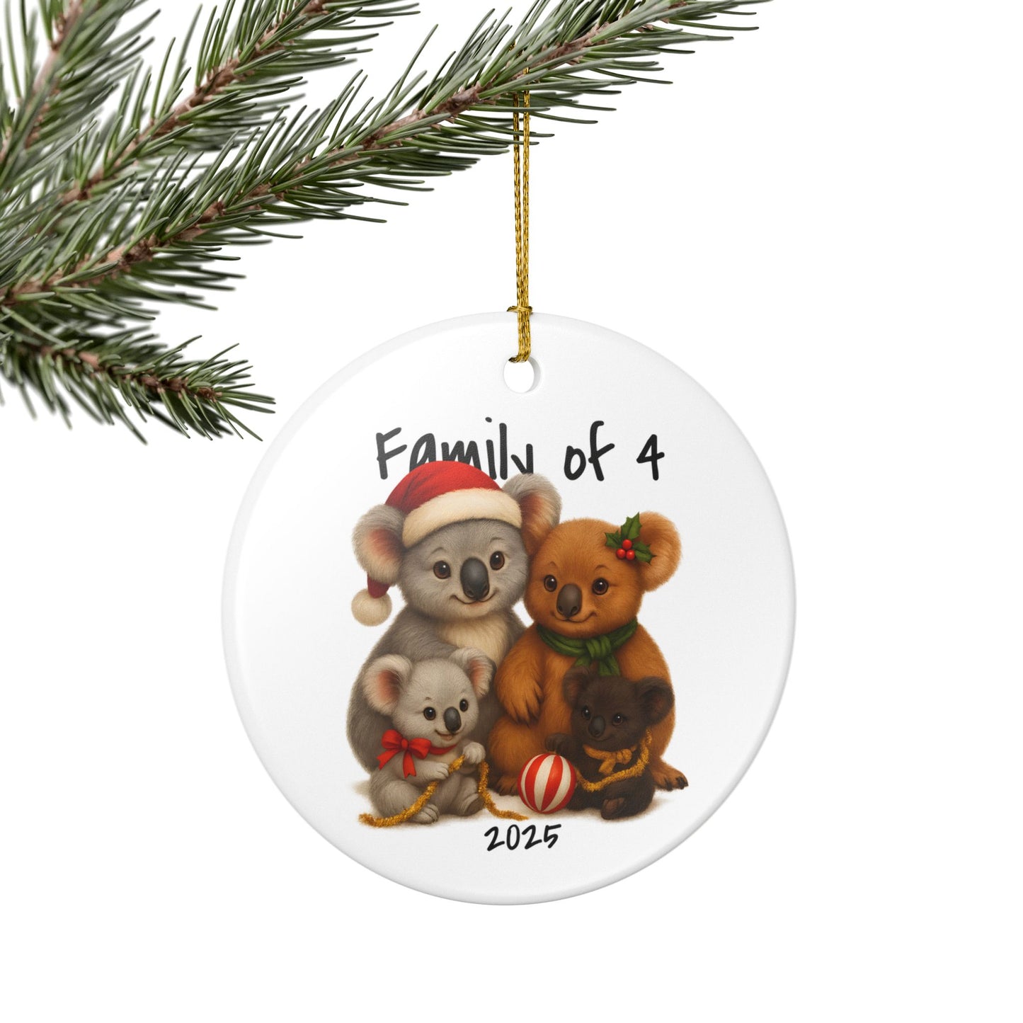 Family of 4 Australian Animal Christmas Ornament – Koala Design – 2025 Festive Keepsake