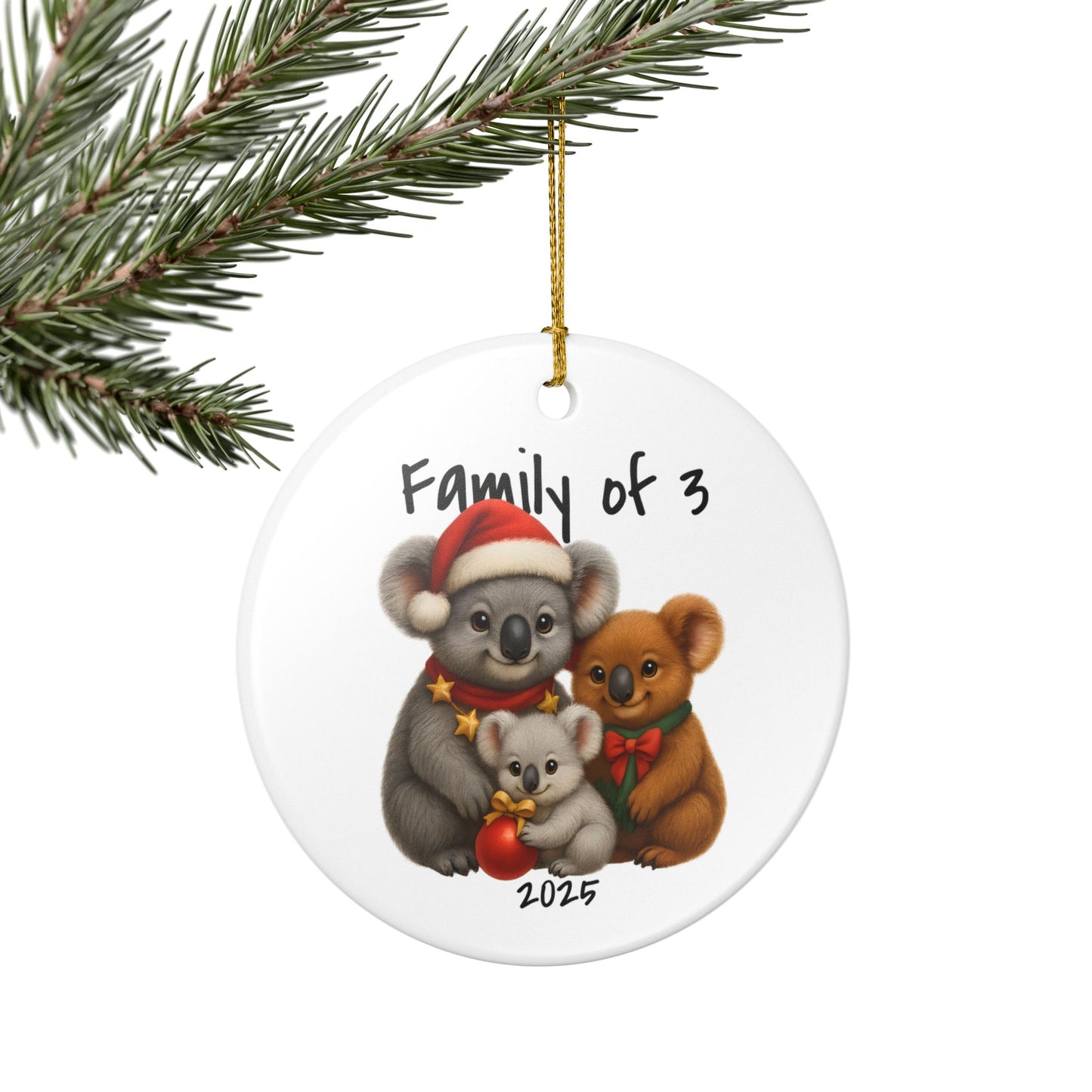 Family of 3 Australian Animal Christmas Ornament – Koala Design – 2025 Festive Keepsake