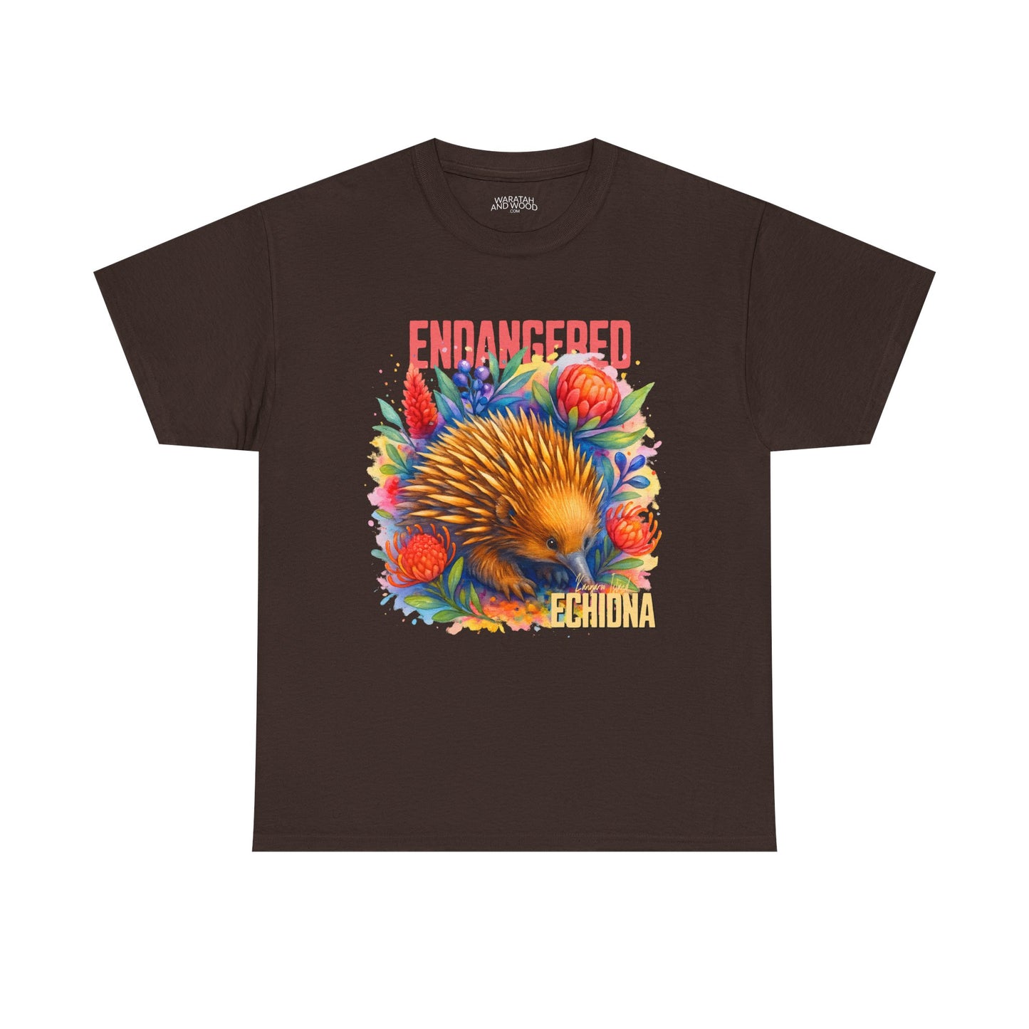 Endangered Kangaroo Island Echidna – Adult T-Shirt | Australian Wildlife Conservation Design | Waratah and Wood Hearts and Habitats