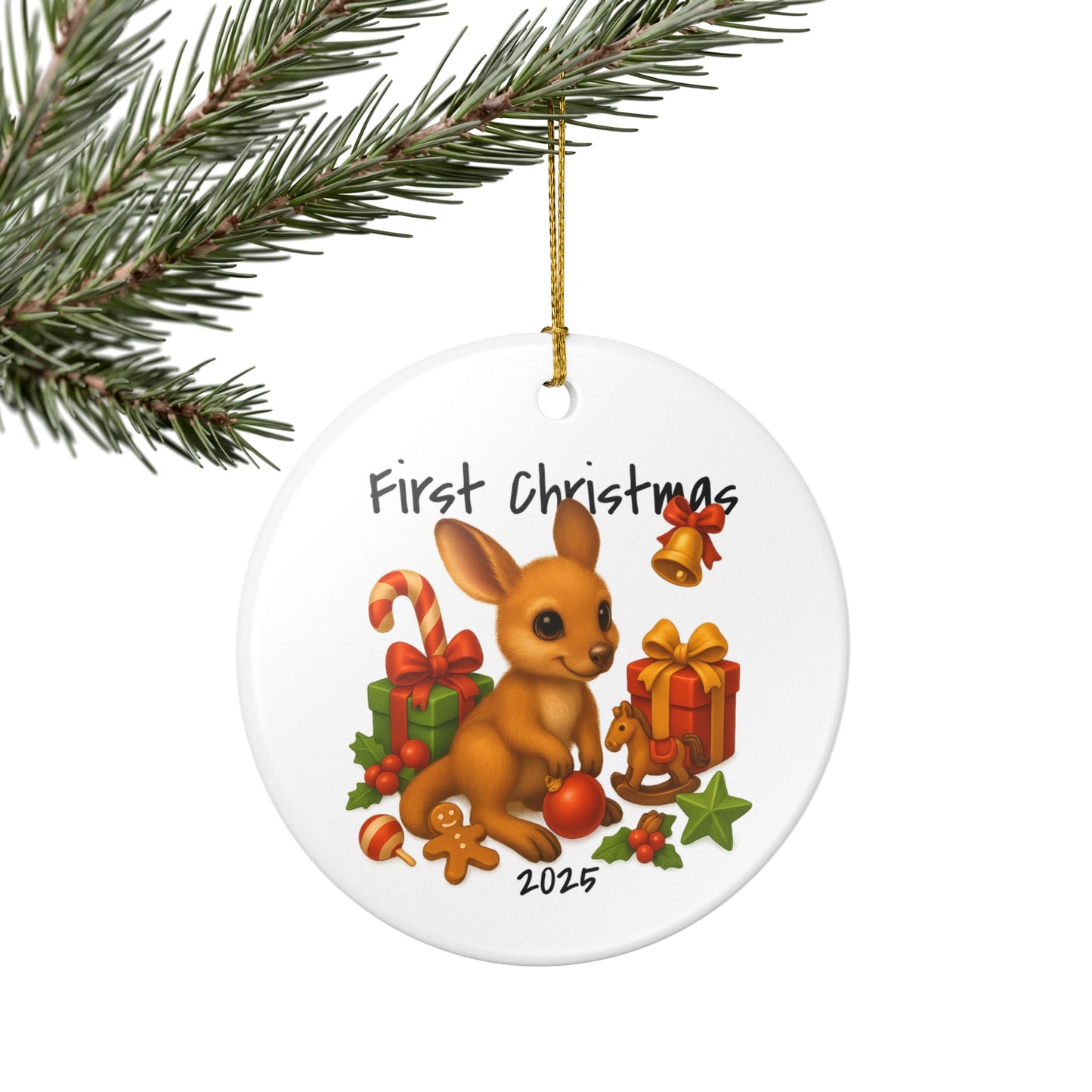First Christmas Kangaroo 1 - Australian Animal Christmas Ornament – 2025 Festive Keepsake