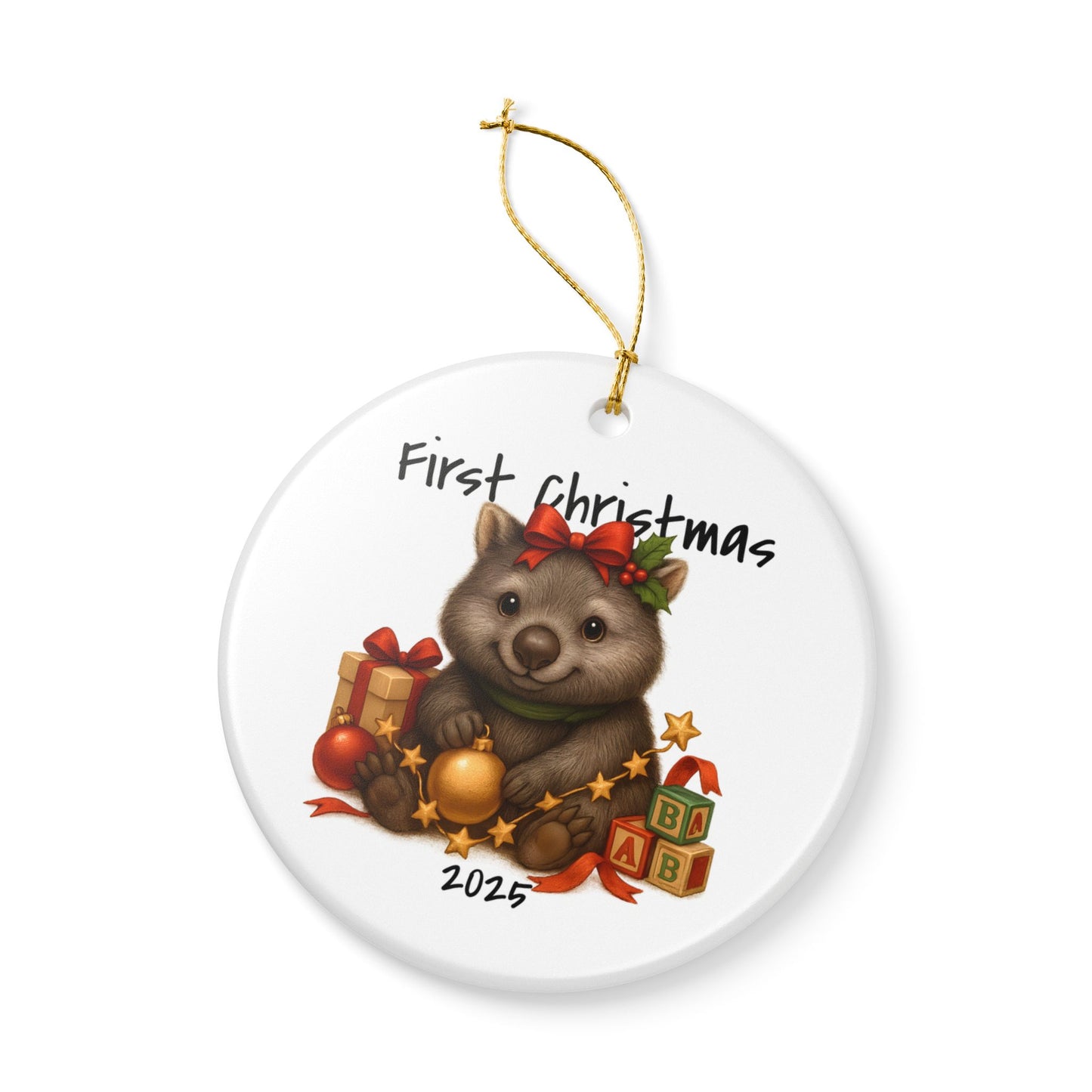 First Christmas Wombat 4 - Australian Animal Christmas Ornament – 2025 Festive Keepsake