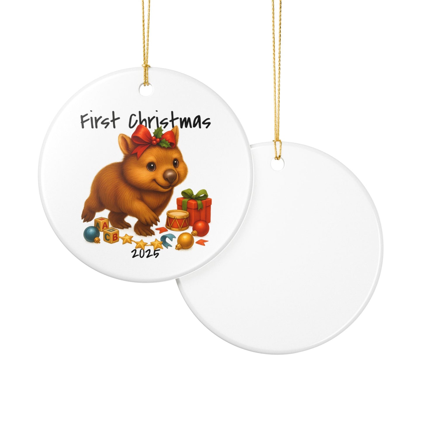 First Christmas Wombat 1 - Australian Animal Christmas Ornament – 2025 Festive Keepsake