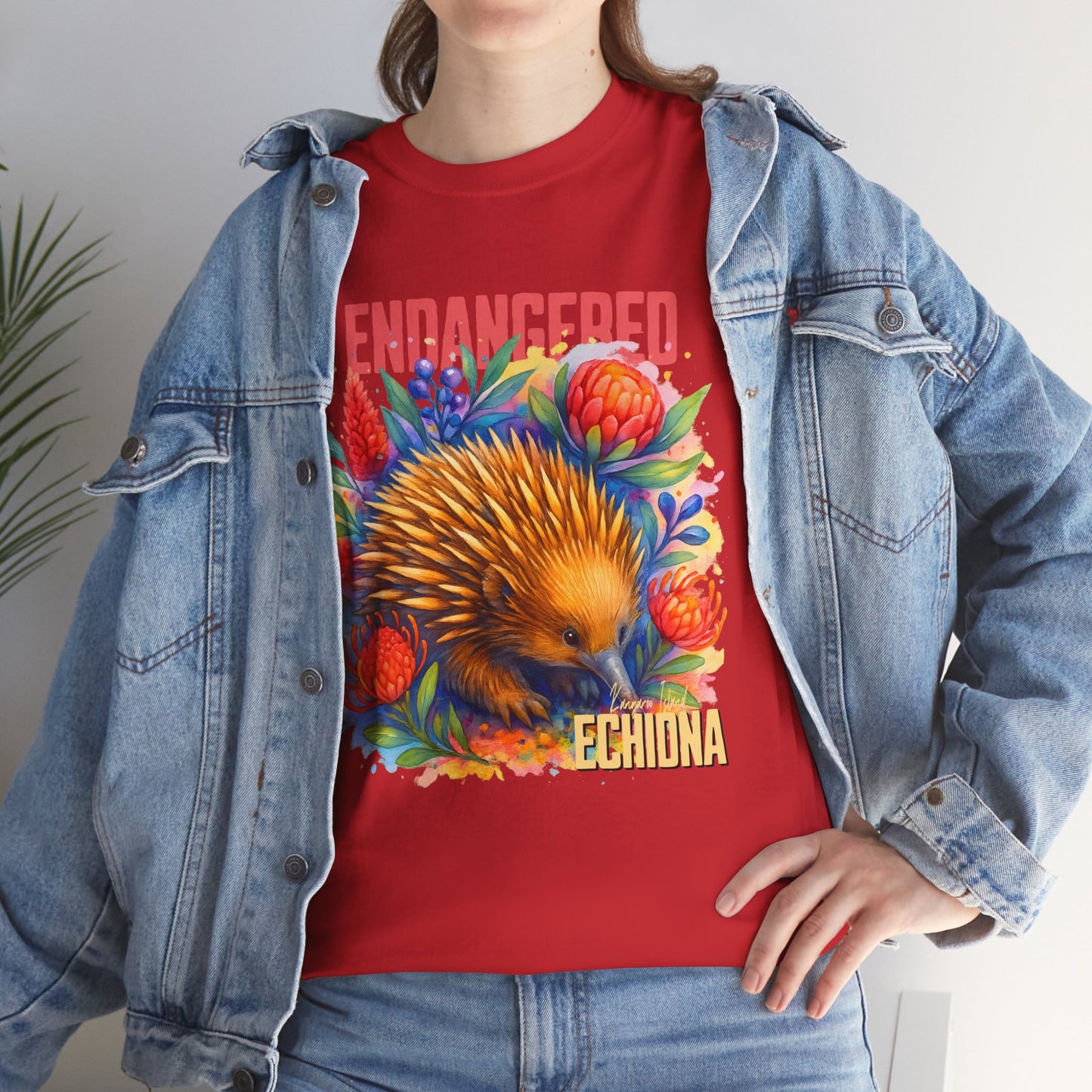 Endangered Kangaroo Island Echidna – Adult T-Shirt | Australian Wildlife Conservation Design | Waratah and Wood Hearts and Habitats