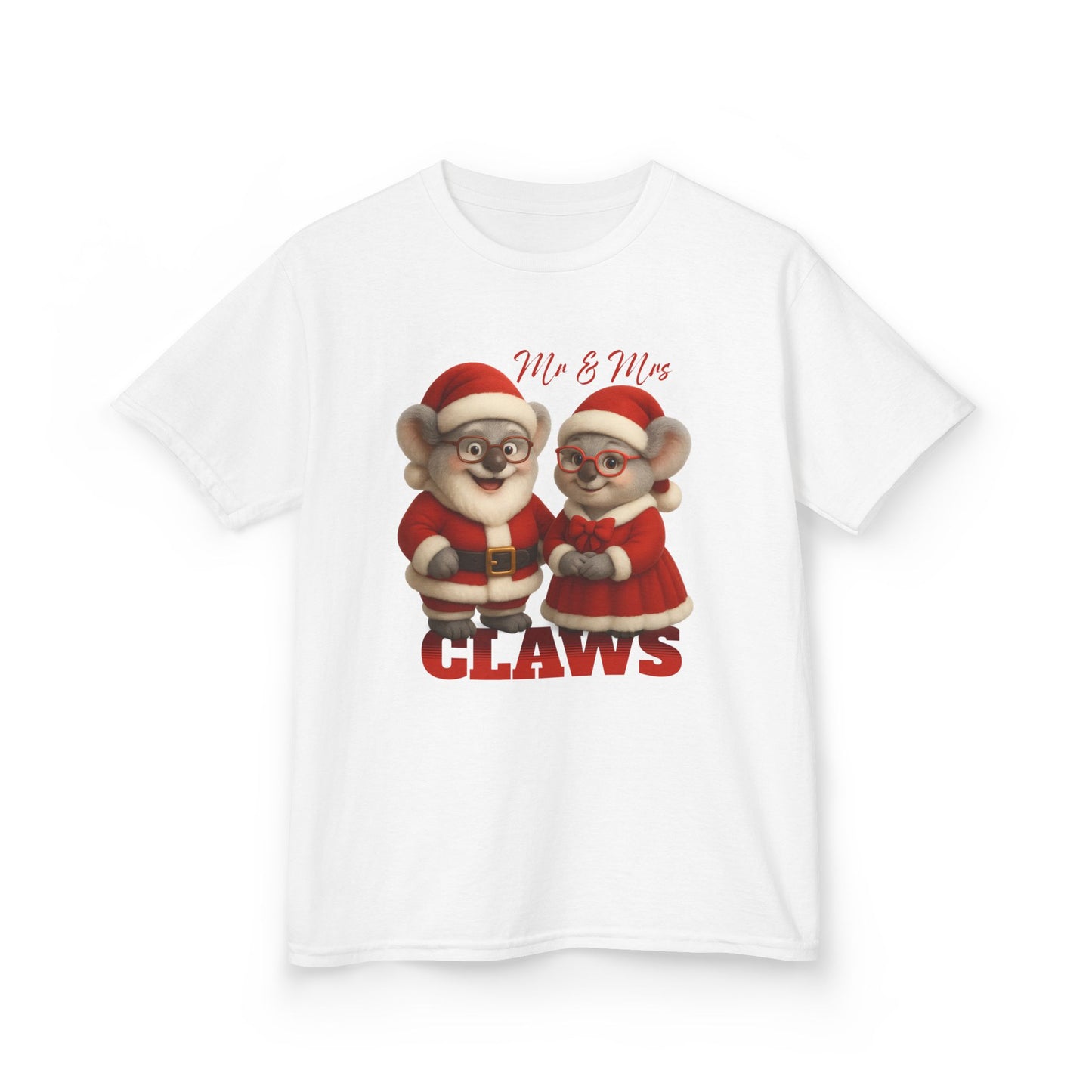 Mr and Mrs Claws – Kids T-Shirt | Koala Santa and Mrs Claws Design | Gumleaf Gang Festive Friends