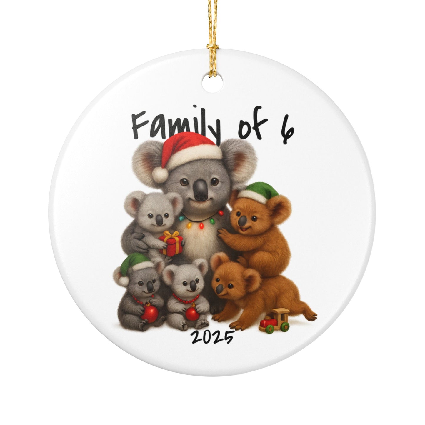 Single Parent Family of 6 Australian Animal Christmas Ornament – Koala Design – 2025 Festive Keepsake