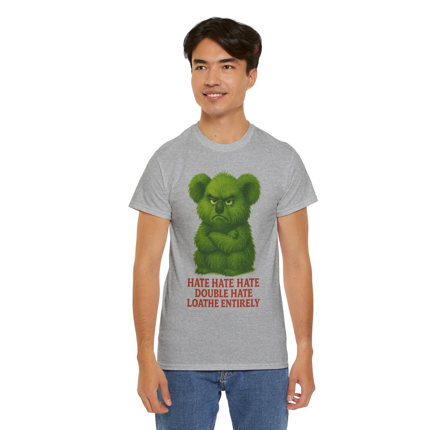 Grumpy Green Koala Christmas – Adult T-Shirt | Native Wildlife Design | Gumleaf Gang Festive Friends