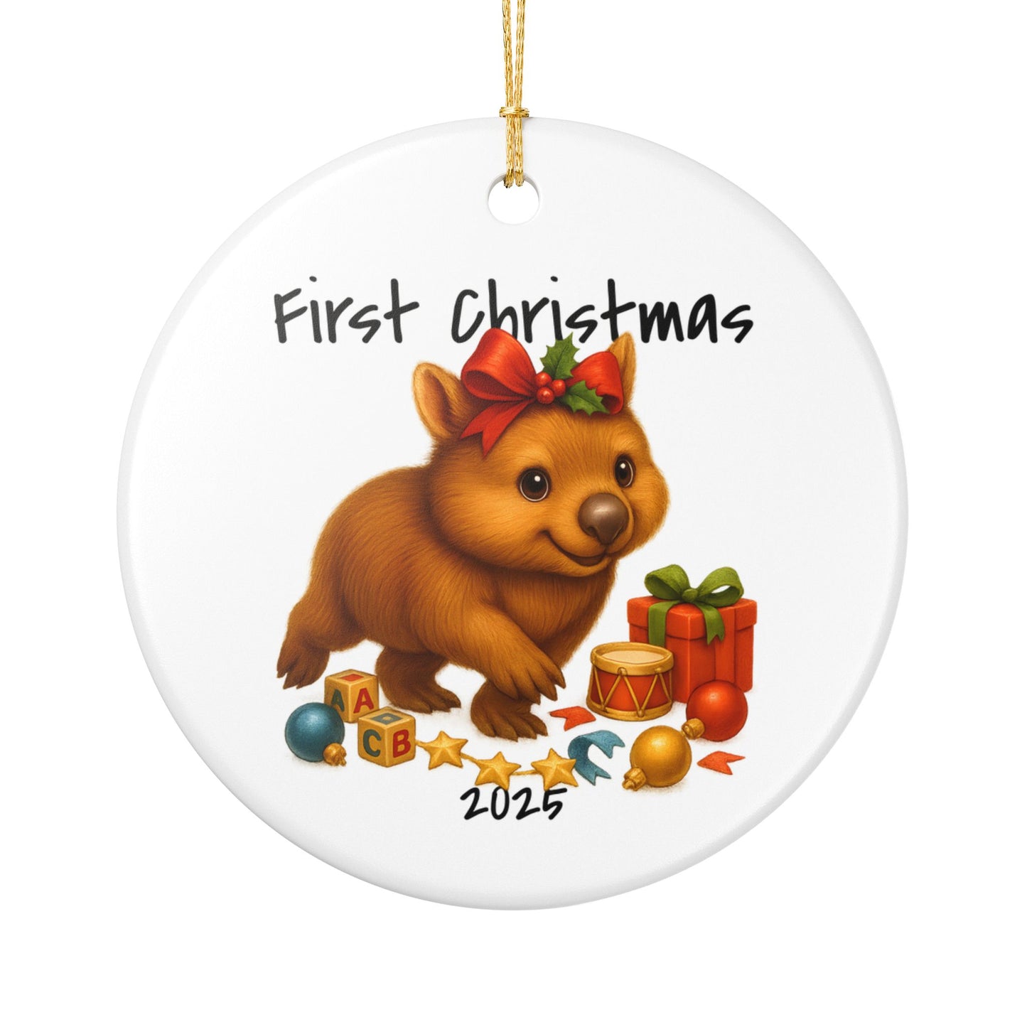 First Christmas Wombat 1 - Australian Animal Christmas Ornament – 2025 Festive Keepsake