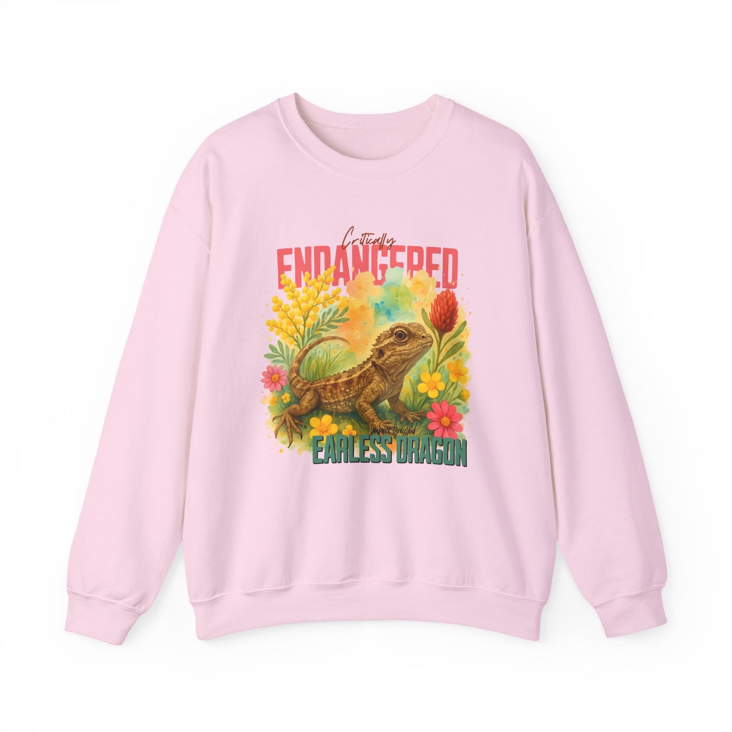 Critically Endangered Canberra Grassland Earless Dragon - Adult Sweatshirt – Australian Wildlife Awareness