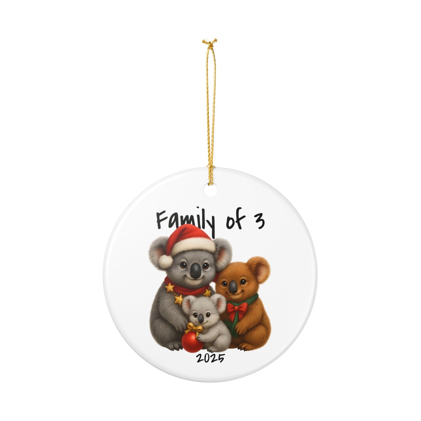 Family of 3 Australian Animal Christmas Ornament – Koala Design – 2025 Festive Keepsake