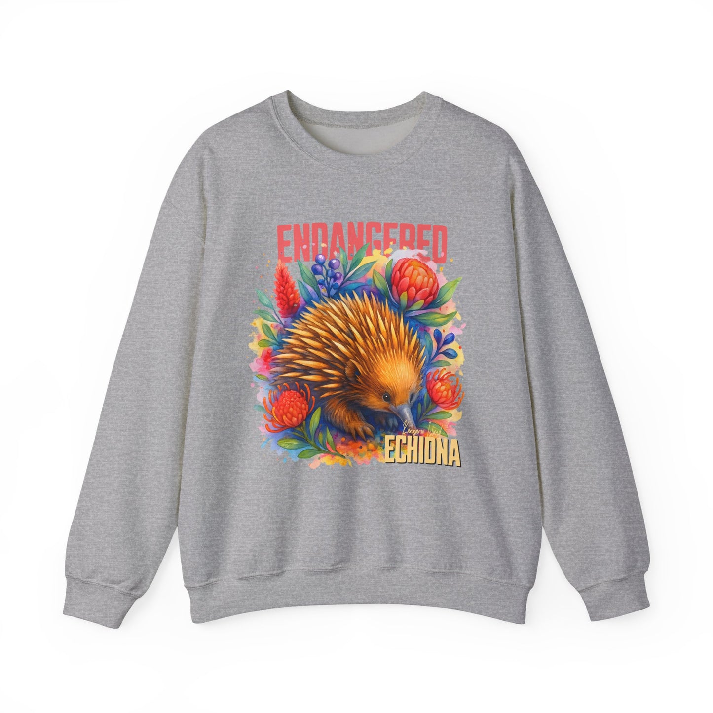 Endangered Kangaroo Island Echidna – Adult Sweatshirt | Australian Wildlife Conservation Design | Waratah and Wood Hearts and Habitats