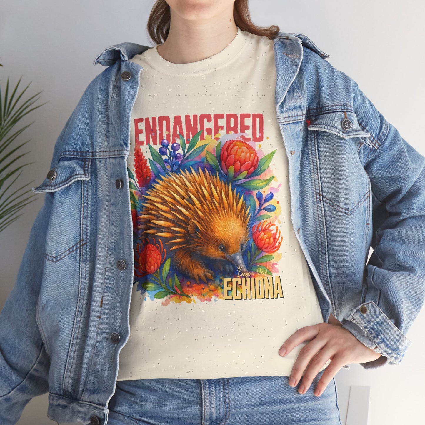 Endangered Kangaroo Island Echidna – Adult T-Shirt | Australian Wildlife Conservation Design | Waratah and Wood Hearts and Habitats