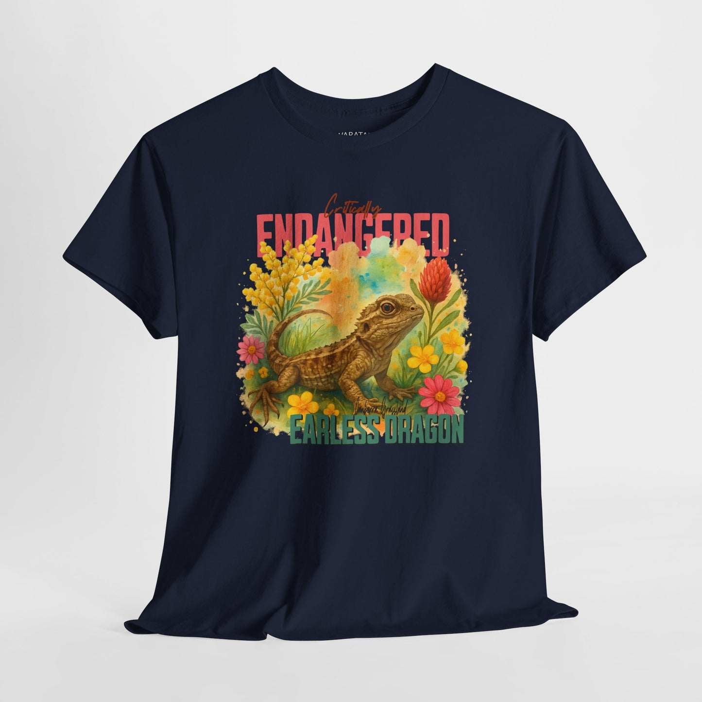 Critically Endangered Canberra Grassland Earless Dragon - Adult T-Shirt – Australian Wildlife Awareness