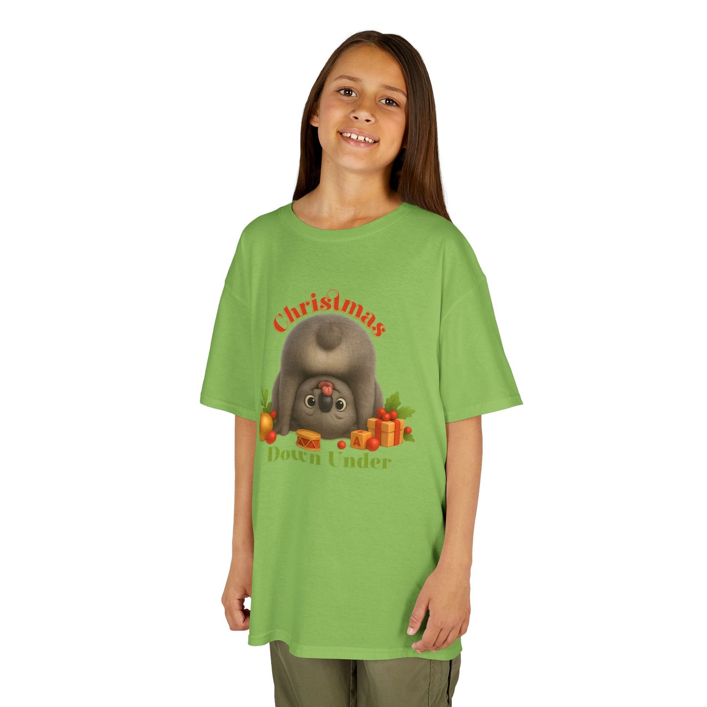 Christmas Down Under – Kids T-Shirt | Upside Down Koala Christmas Design | Gumleaf Gang Festive Friends