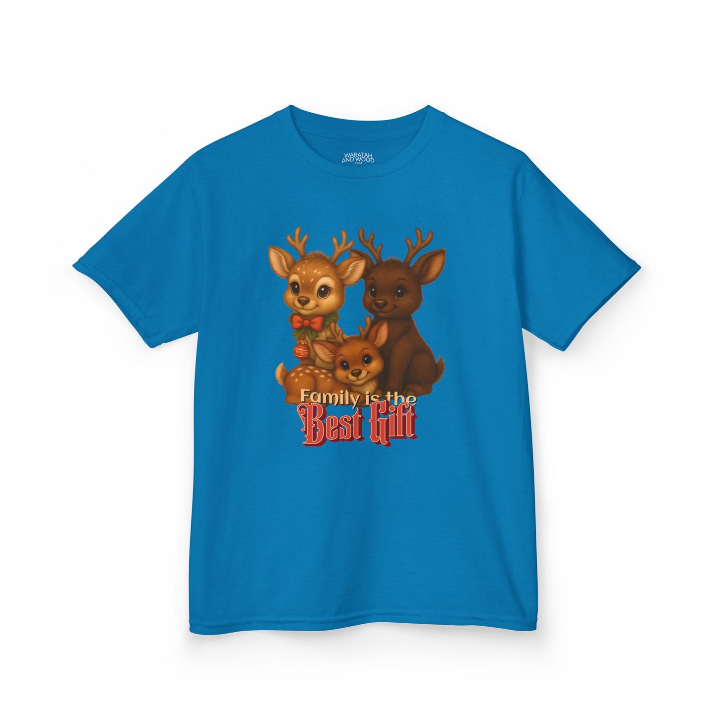 Family is the Best Gift – Kids T-Shirt | Kangaroo Christmas Design | Gumleaf Gang Festive Friends