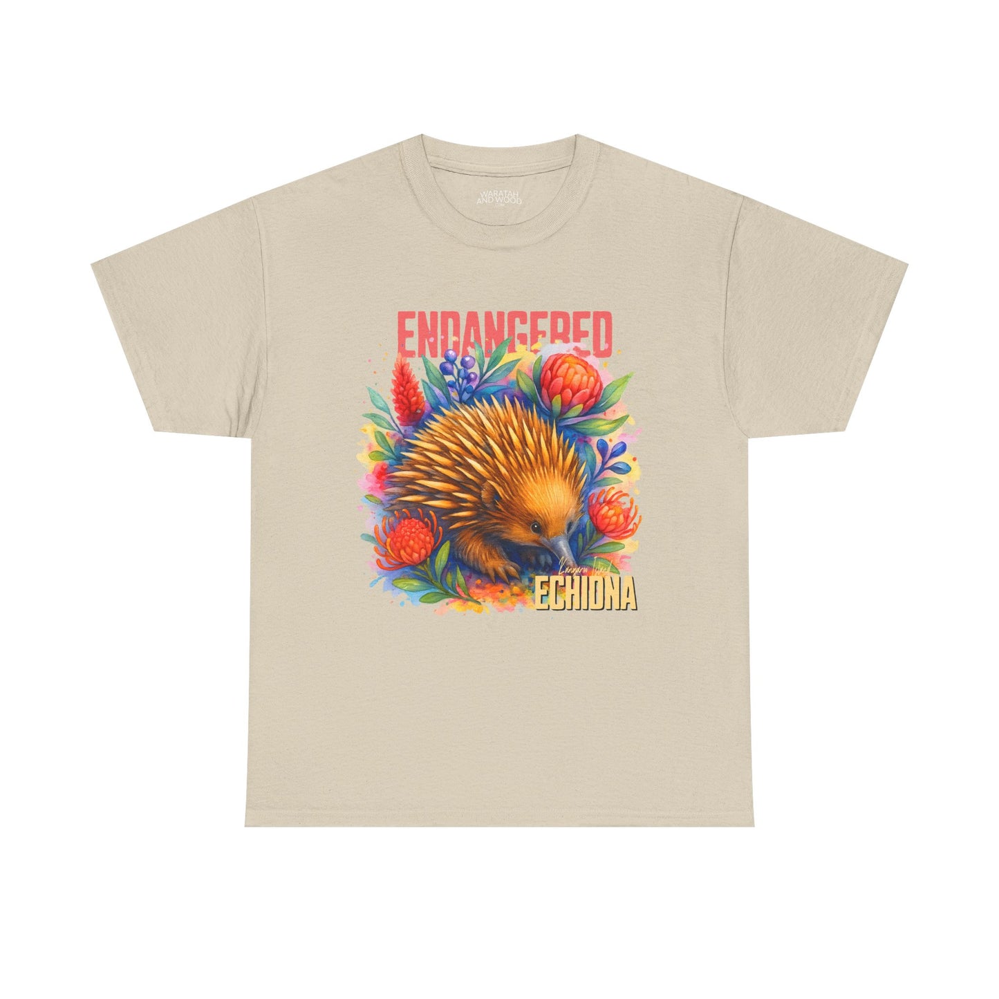 Endangered Kangaroo Island Echidna – Adult T-Shirt | Australian Wildlife Conservation Design | Waratah and Wood Hearts and Habitats