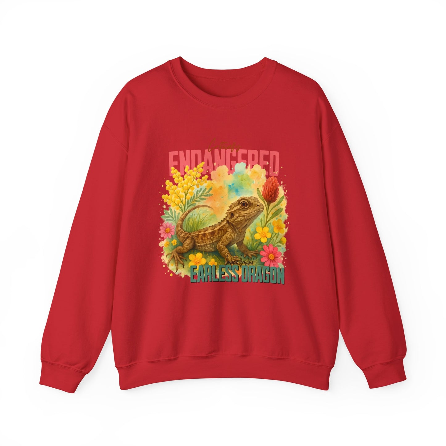 Critically Endangered Canberra Grassland Earless Dragon - Adult Sweatshirt – Australian Wildlife Awareness
