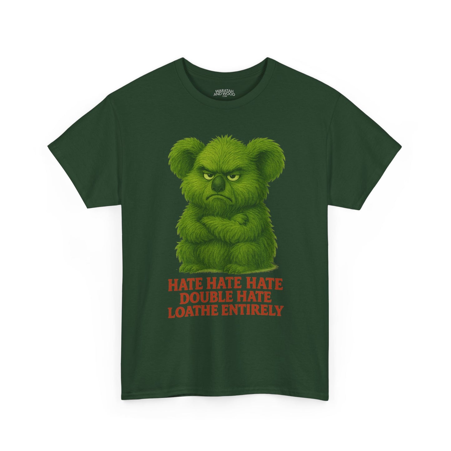 Grumpy Green Koala Christmas – Adult T-Shirt | Native Wildlife Design | Gumleaf Gang Festive Friends
