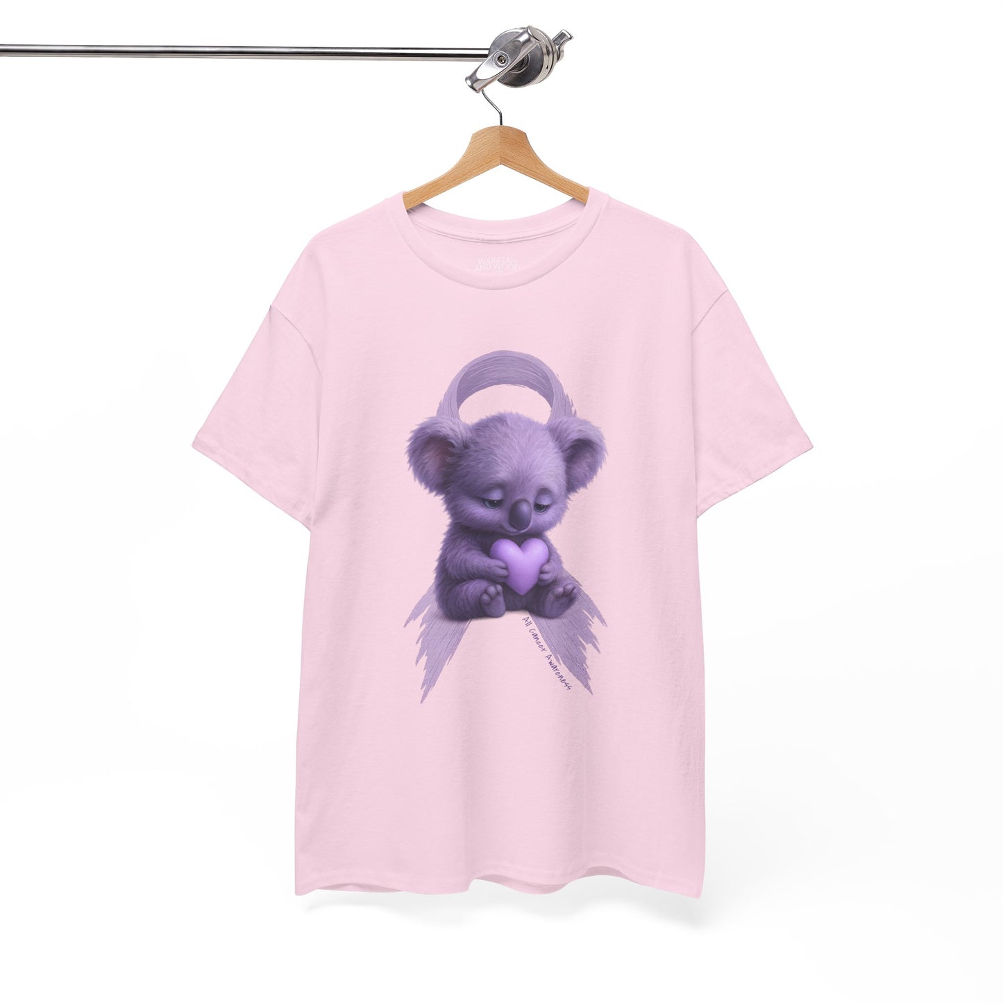 All Cancer Awareness Koala – Lavender Heart  - Adult T-Shirt | Waratah and Wood Comfort and Courage Collection