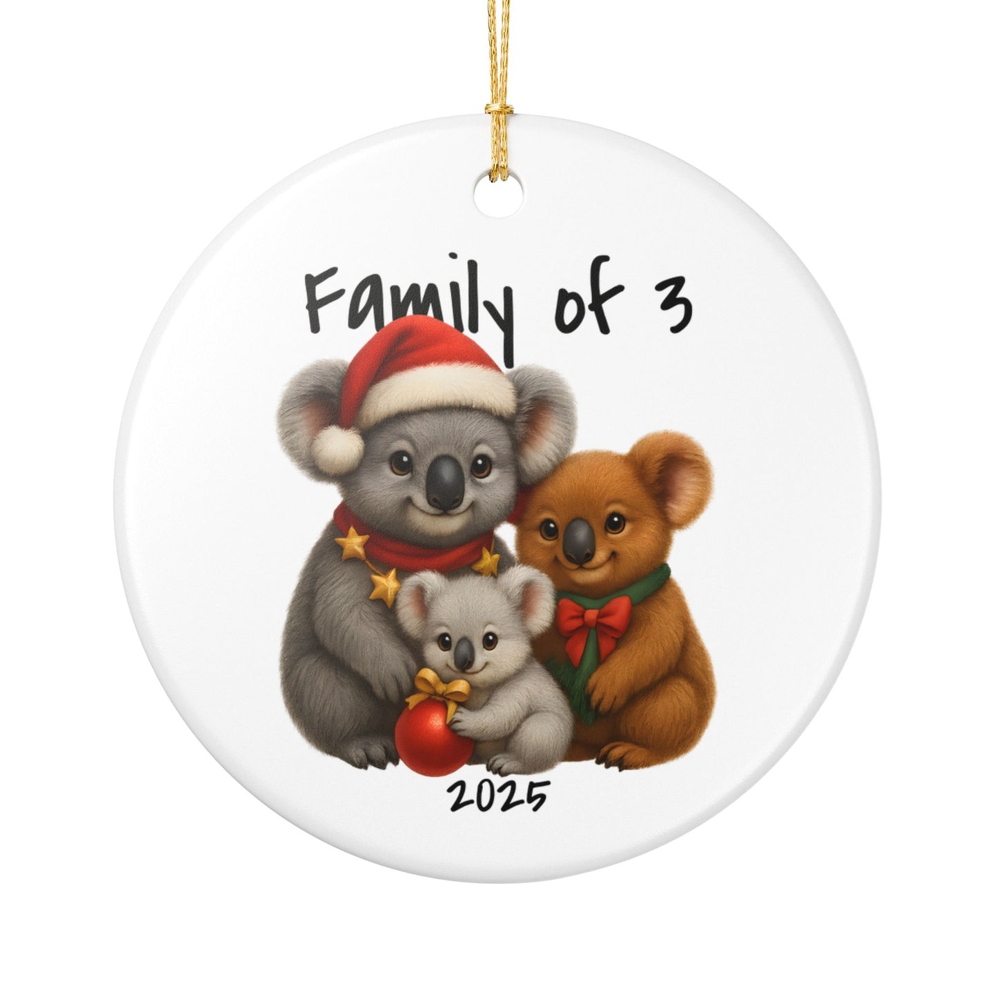 Family of 3 Australian Animal Christmas Ornament – Koala Design – 2025 Festive Keepsake