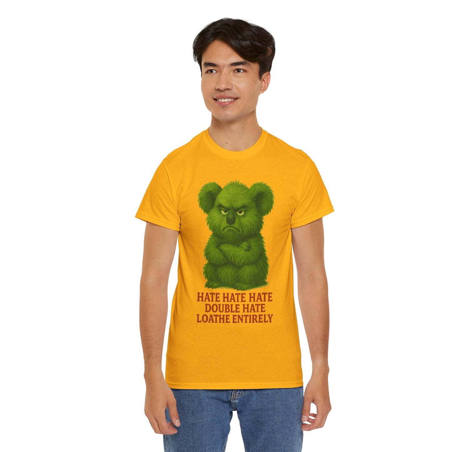 Grumpy Green Koala Christmas – Adult T-Shirt | Native Wildlife Design | Gumleaf Gang Festive Friends