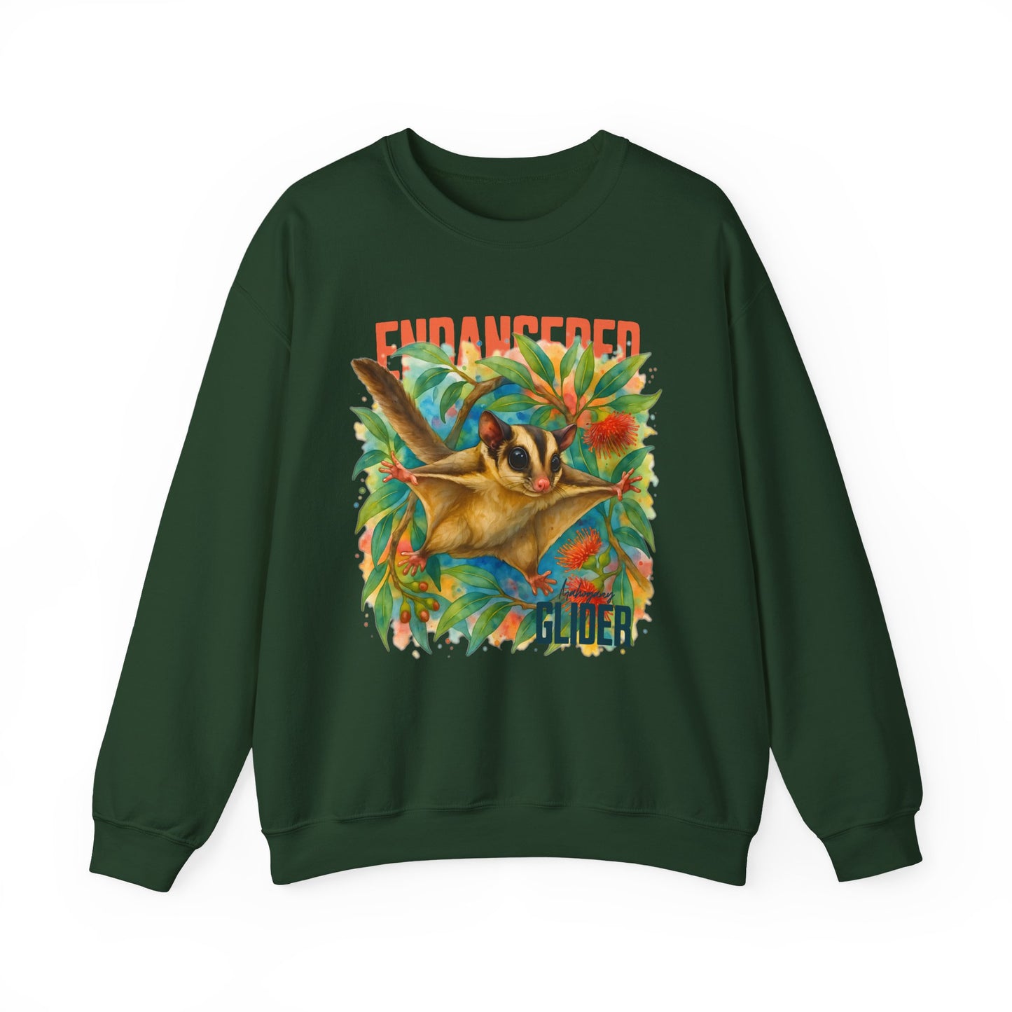 Endangered Mahogany Glider – Adult Sweatshirt | Australian Wildlife Conservation Design | Waratah and Wood Hearts and Habitats