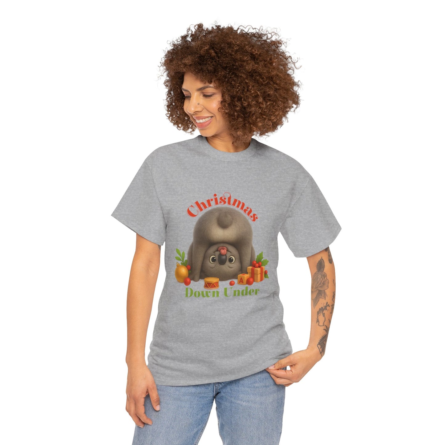 Christmas Down Under – Adult T-Shirt | Upside Down Koala Christmas Design | Gumleaf Gang Festive Friends