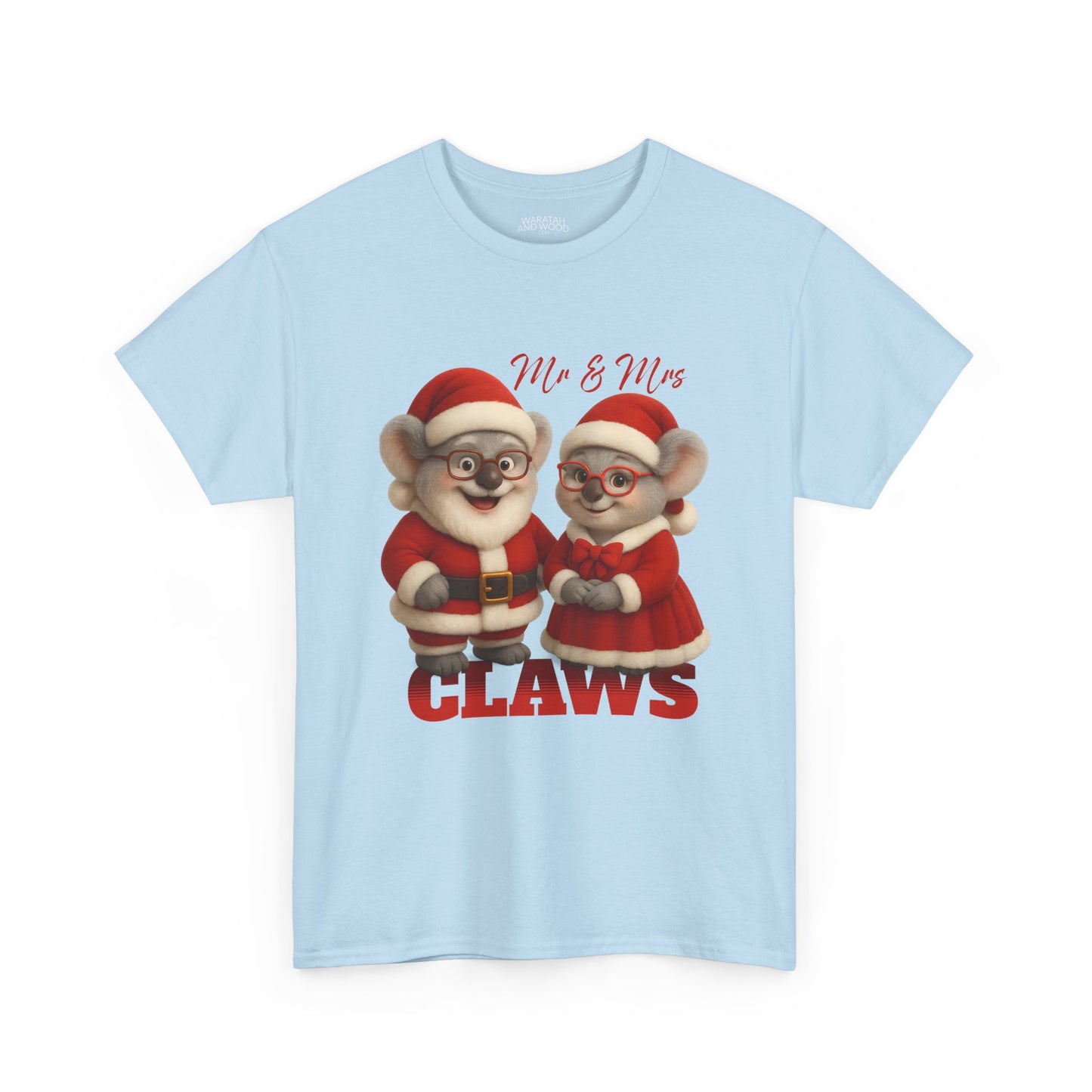 Mr and Mrs Claws – Adult T-Shirt | Koala Santa and Mrs Claws Design | Gumleaf Gang Festive Friends