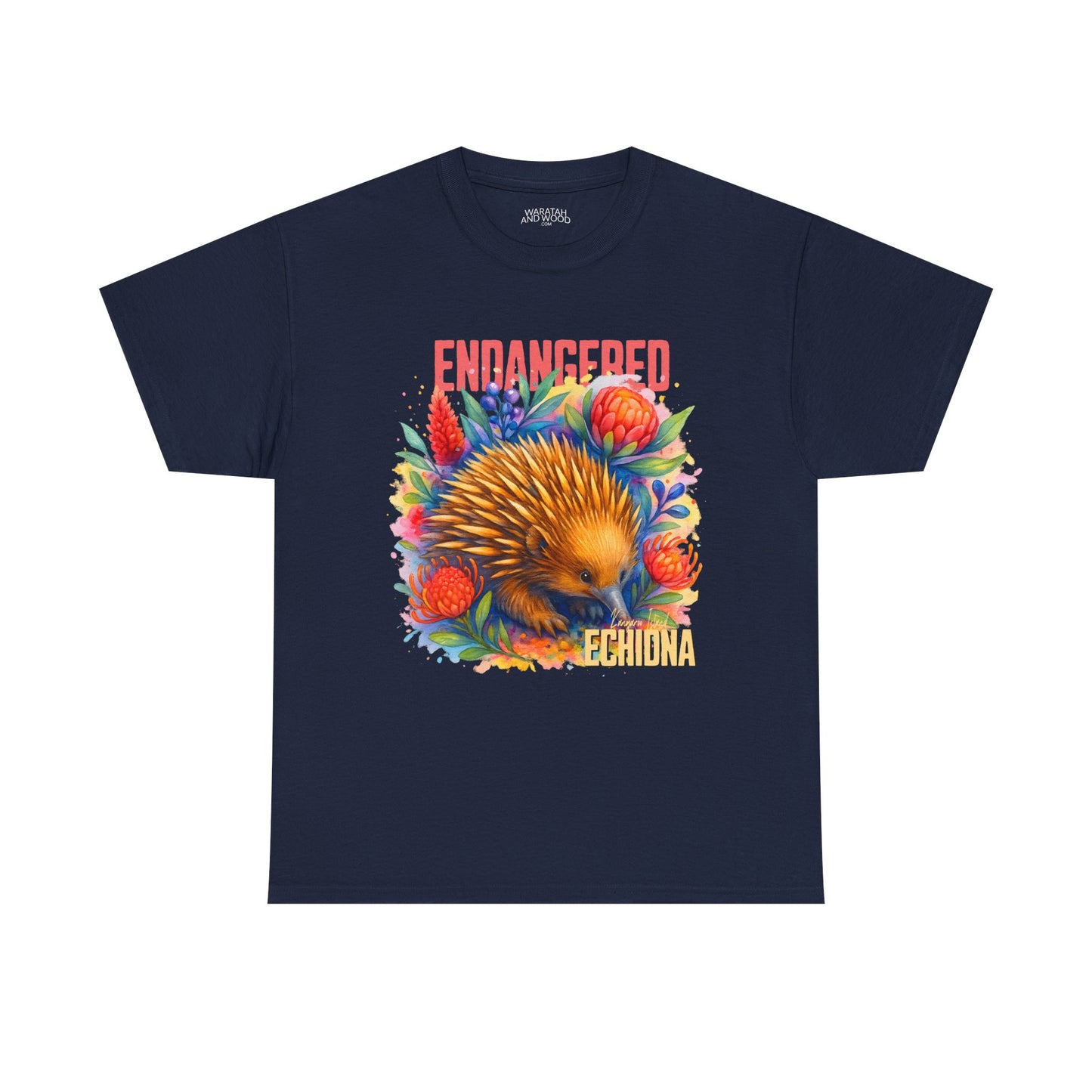 Endangered Kangaroo Island Echidna – Adult T-Shirt | Australian Wildlife Conservation Design | Waratah and Wood Hearts and Habitats