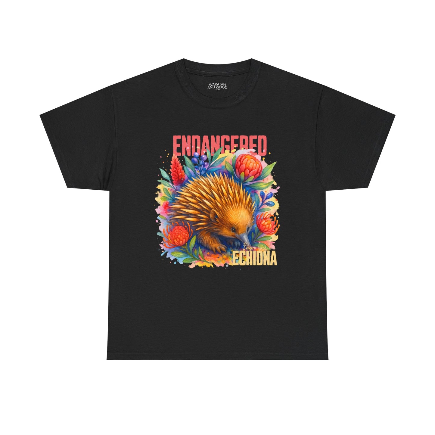 Endangered Kangaroo Island Echidna – Adult T-Shirt | Australian Wildlife Conservation Design | Waratah and Wood Hearts and Habitats