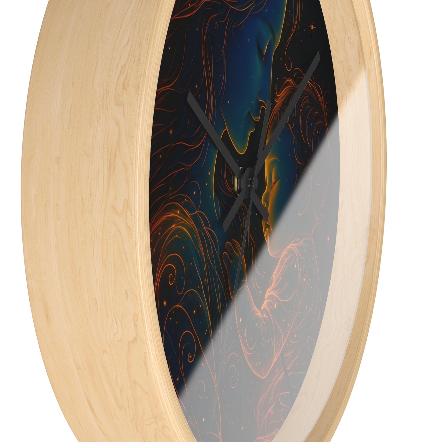 Celestial Mother and Child – Luminous Wall Clock | Cosmic Love Art | Waratah and Wood Glowing Family Decor