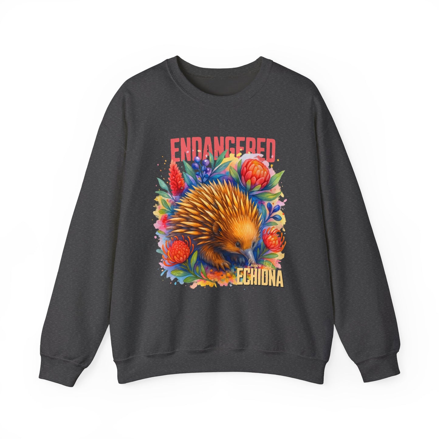 Endangered Kangaroo Island Echidna – Adult Sweatshirt | Australian Wildlife Conservation Design | Waratah and Wood Hearts and Habitats