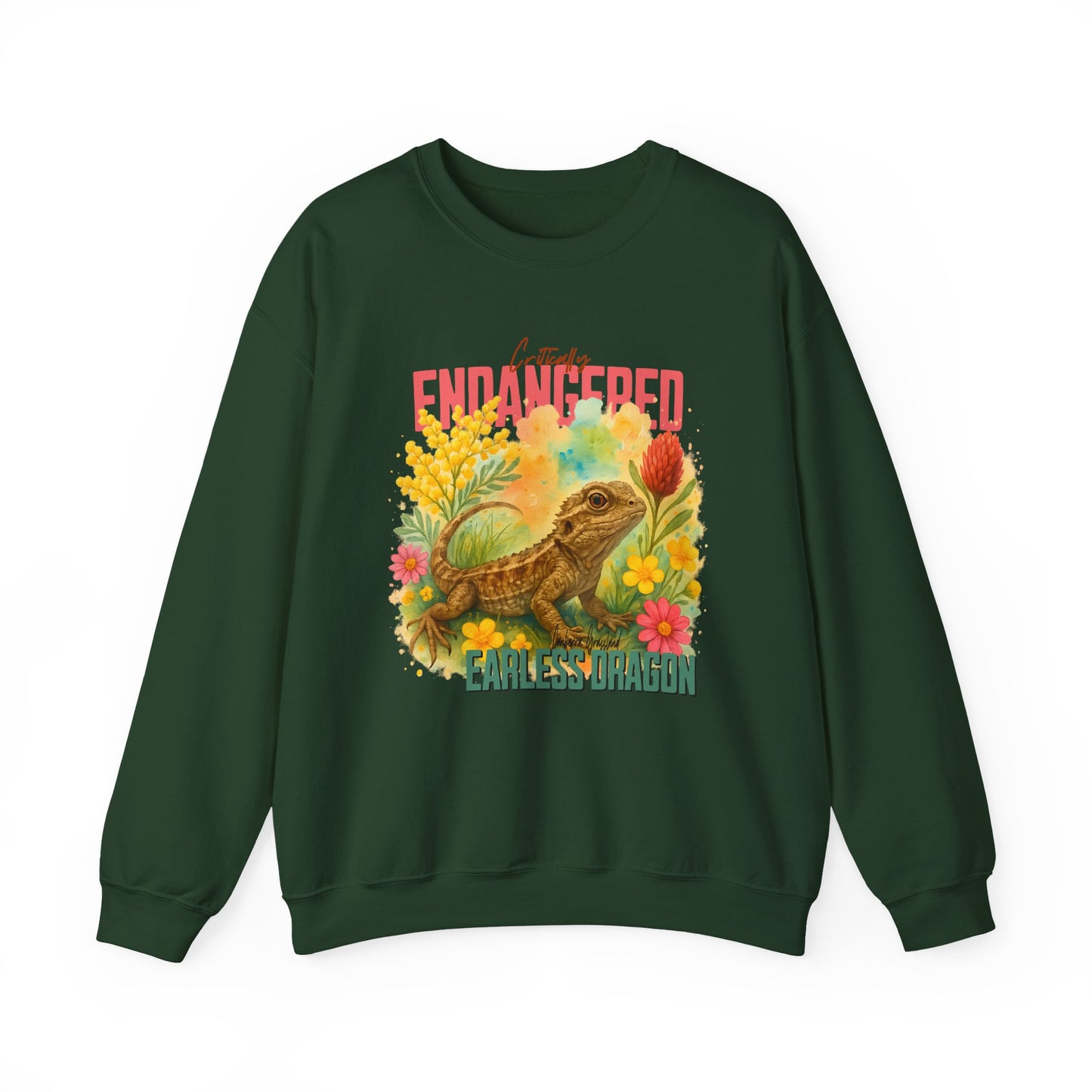 Critically Endangered Canberra Grassland Earless Dragon - Adult Sweatshirt – Australian Wildlife Awareness
