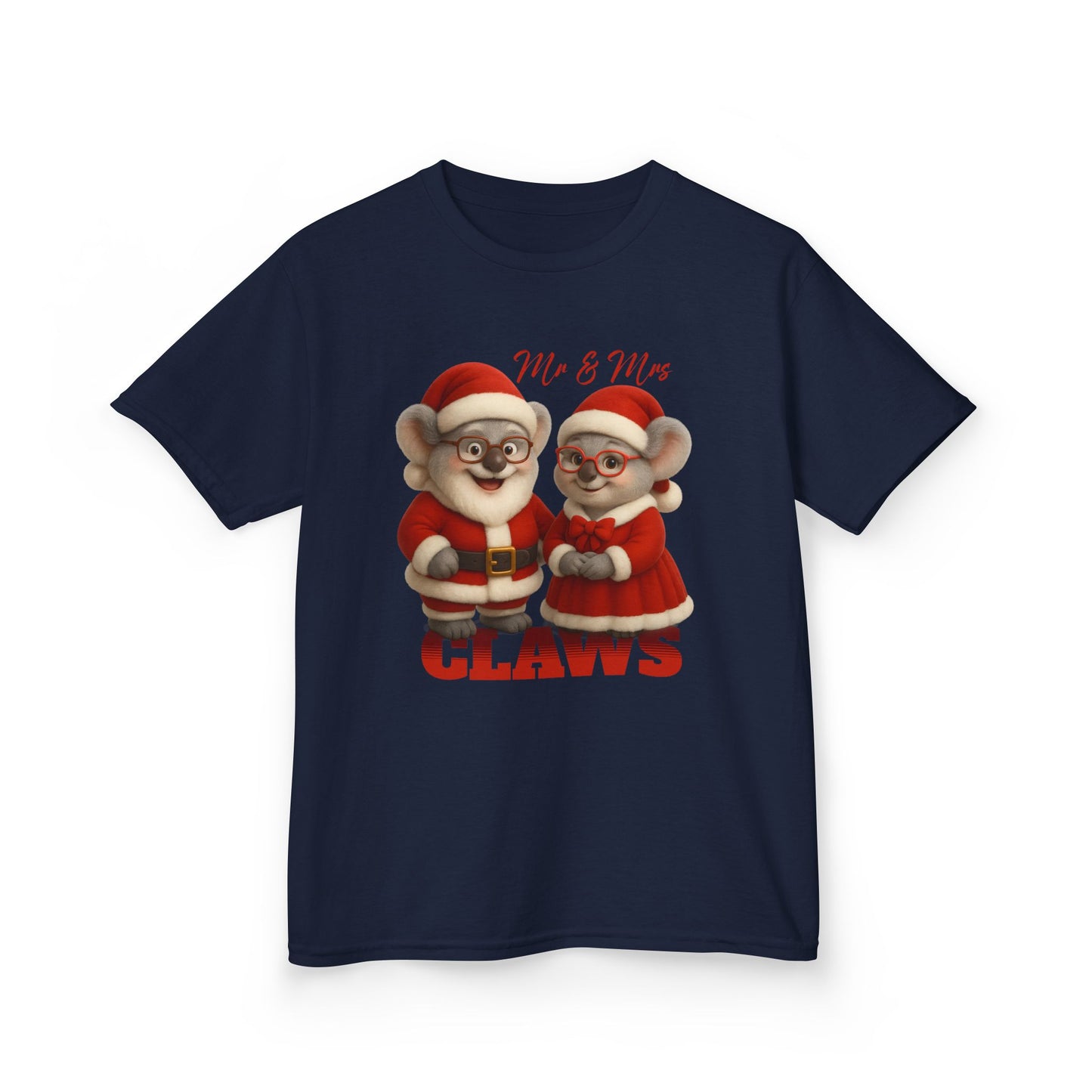 Mr and Mrs Claws – Kids T-Shirt | Koala Santa and Mrs Claws Design | Gumleaf Gang Festive Friends