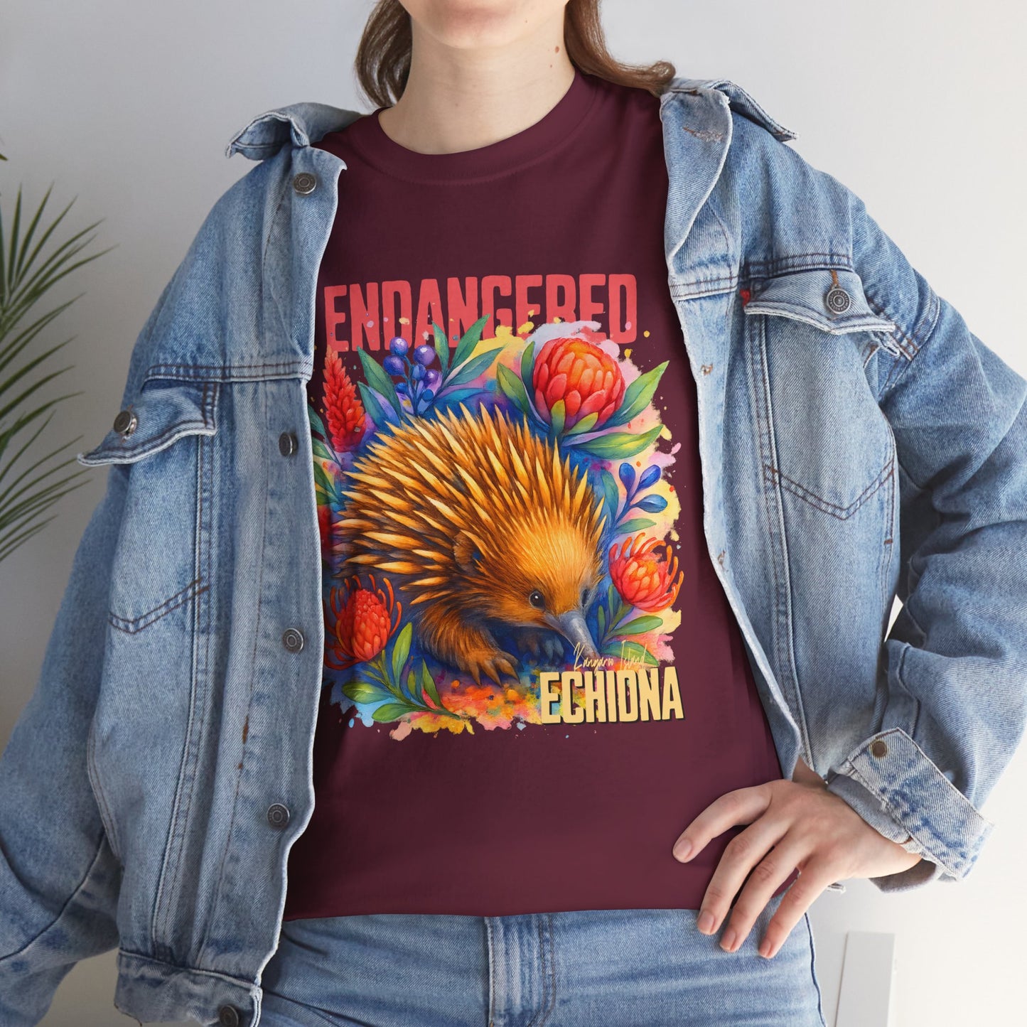 Endangered Kangaroo Island Echidna – Adult T-Shirt | Australian Wildlife Conservation Design | Waratah and Wood Hearts and Habitats