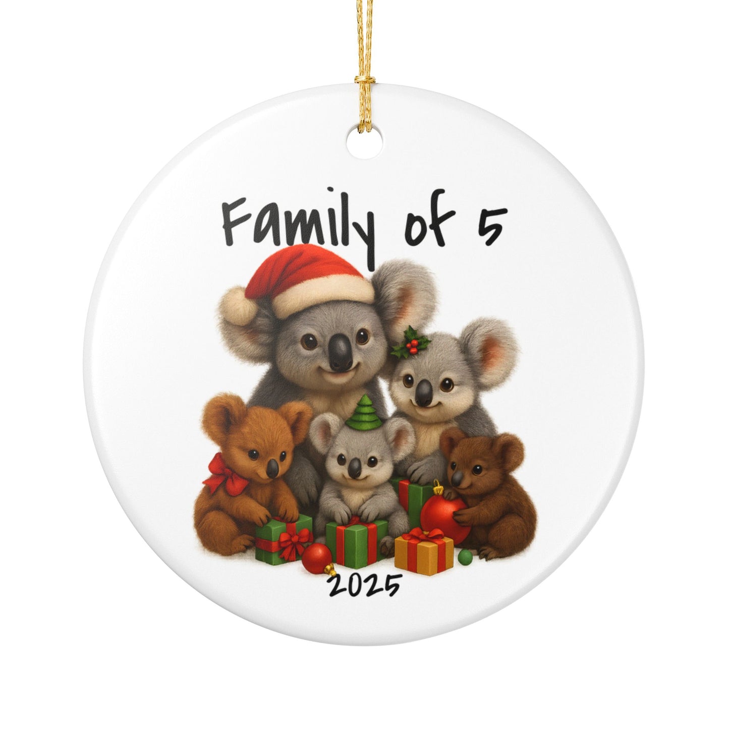 Single Parent Family of 5 Australian Animal Christmas Ornament – Koala Design – 2025 Festive Keepsake