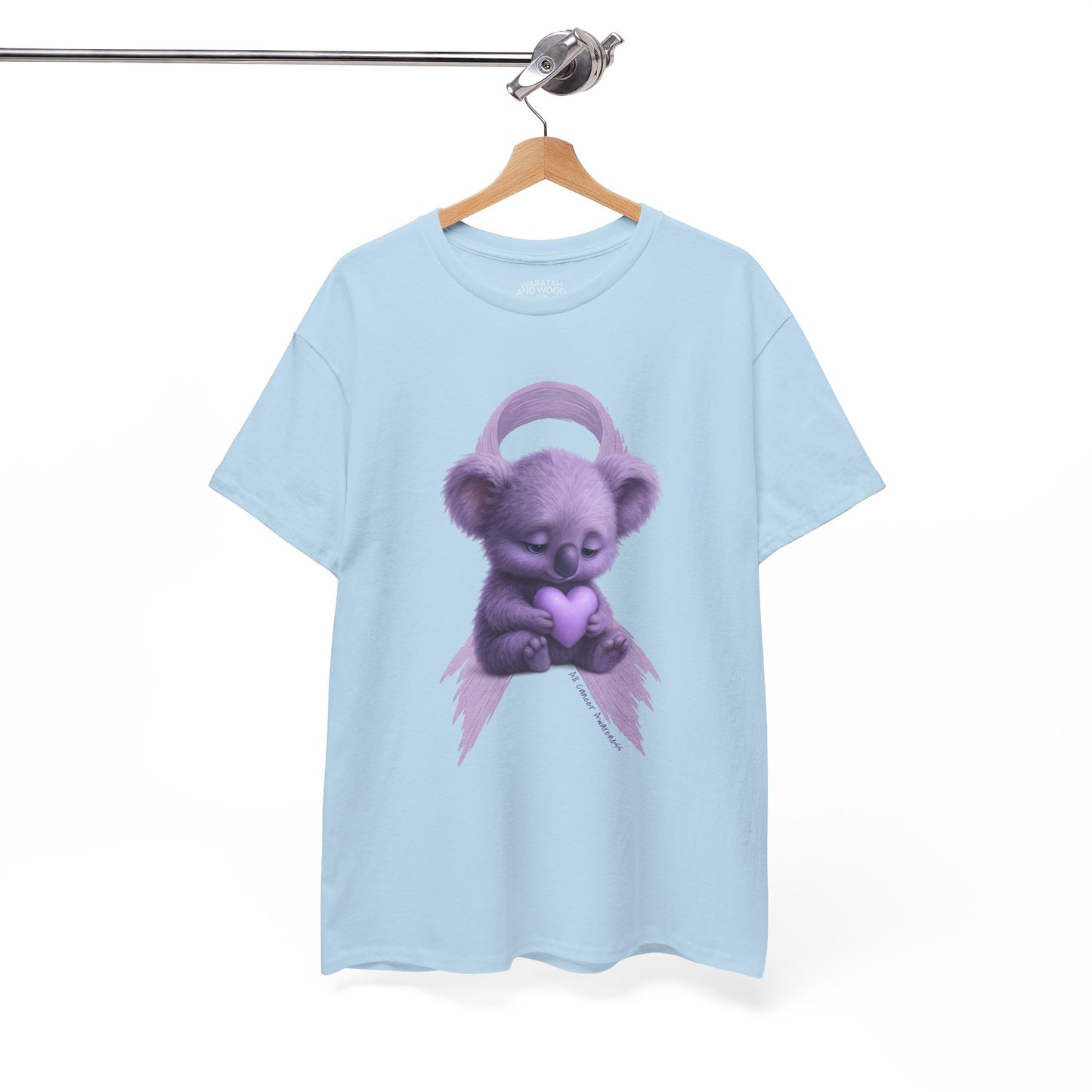 All Cancer Awareness Koala – Lavender Heart  - Adult T-Shirt | Waratah and Wood Comfort and Courage Collection