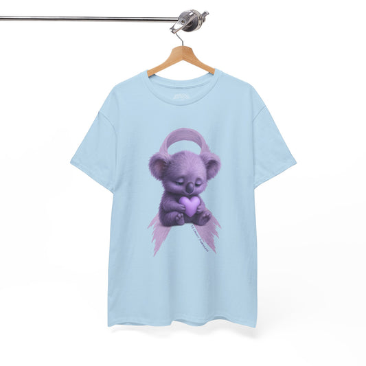 All Cancer Awareness Koala – Lavender Heart  - Adult T-Shirt | Waratah and Wood Comfort and Courage Collection