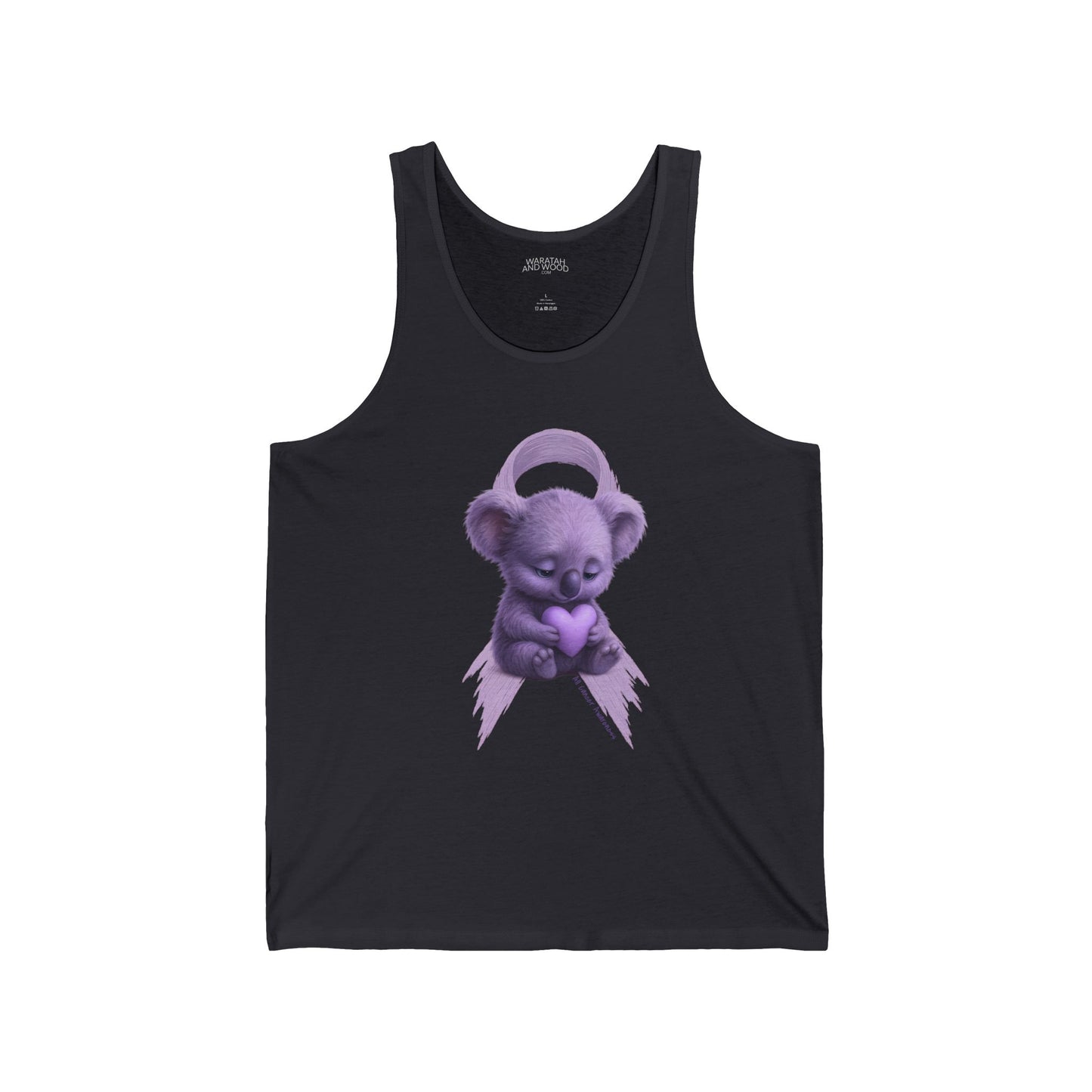 All Cancer Awareness Koala – Lavender Heart  - Adult Tank Top | Waratah and Wood Comfort and Courage Collection