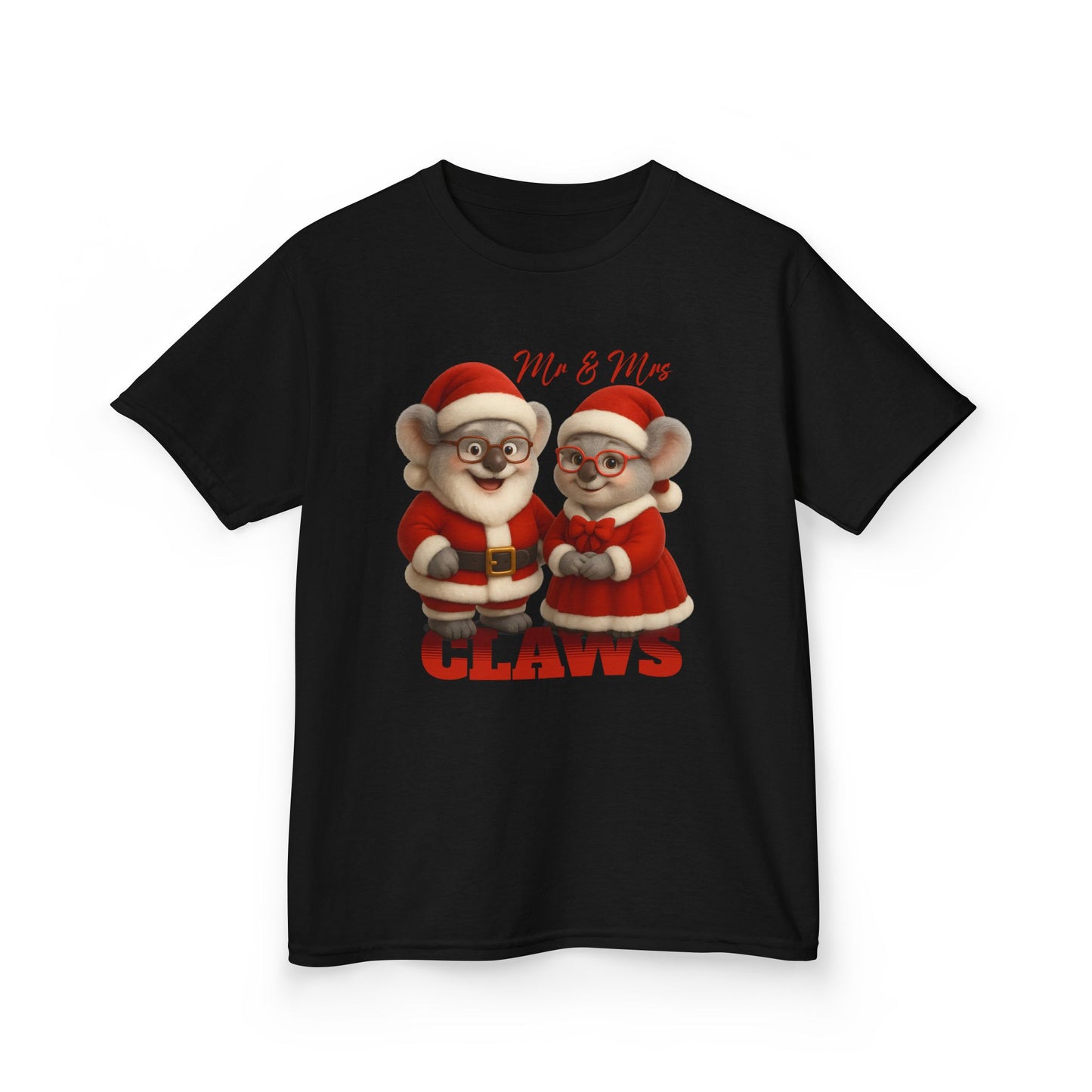 Mr and Mrs Claws – Kids T-Shirt | Koala Santa and Mrs Claws Design | Gumleaf Gang Festive Friends