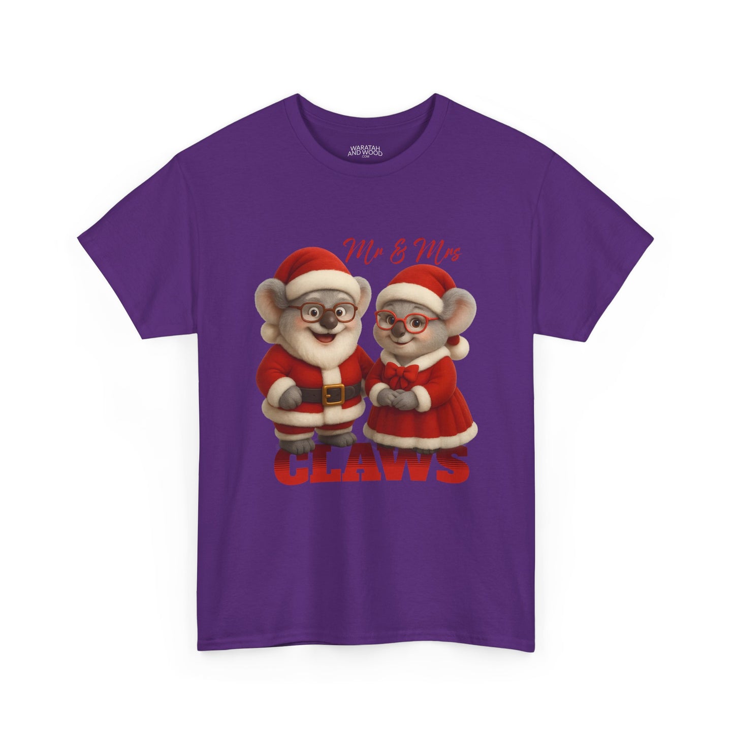 Mr and Mrs Claws – Adult T-Shirt | Koala Santa and Mrs Claws Design | Gumleaf Gang Festive Friends