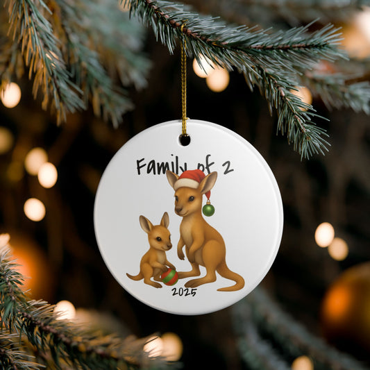Single Parent Family of 2 Australian Animal Christmas Ornament – Kangaroo Design – 2025 Festive Keepsake
