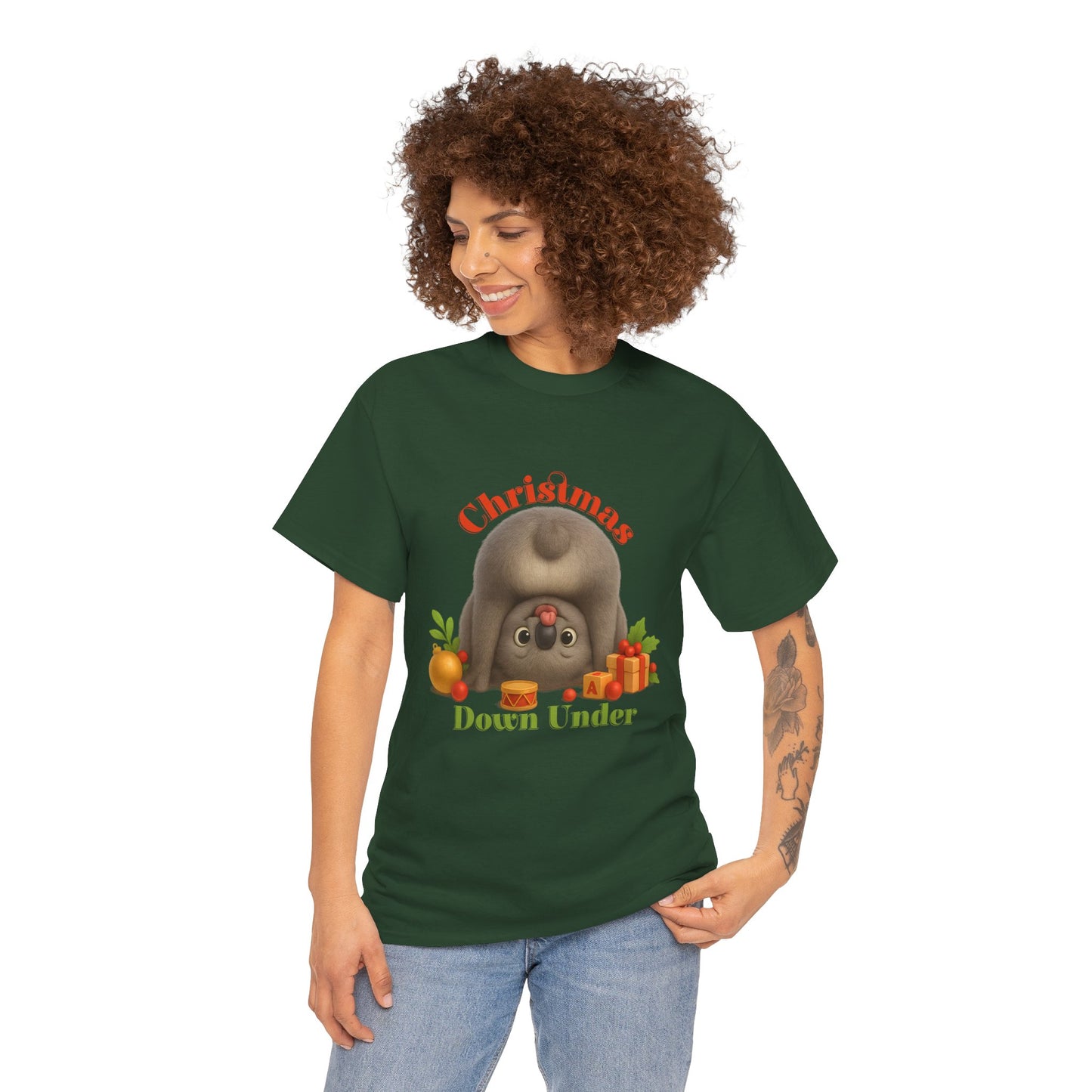 Christmas Down Under – Adult T-Shirt | Upside Down Koala Christmas Design | Gumleaf Gang Festive Friends