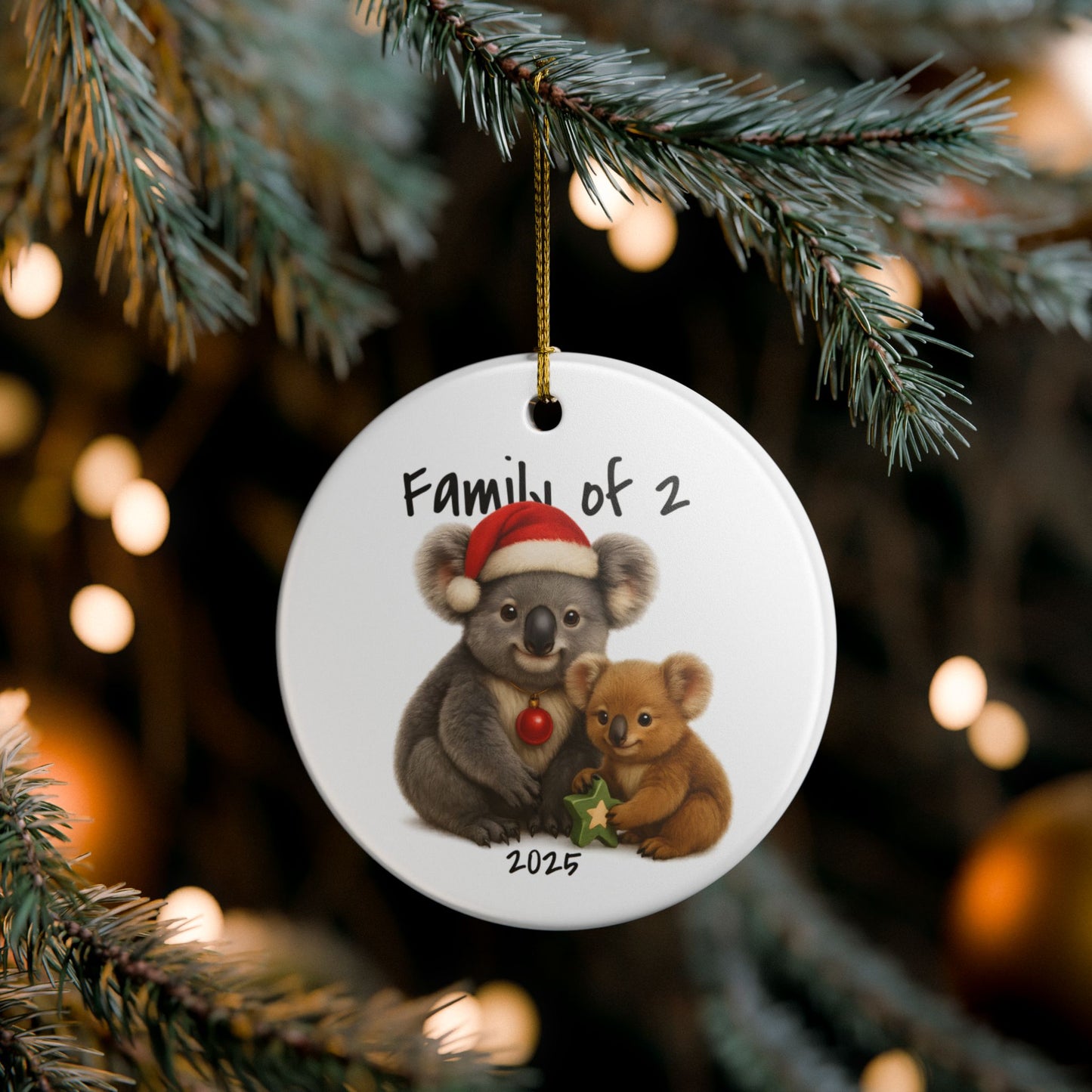 Single Parent Family of 2 Australian Animal Christmas Ornament – Koala Design – 2025 Festive Keepsake