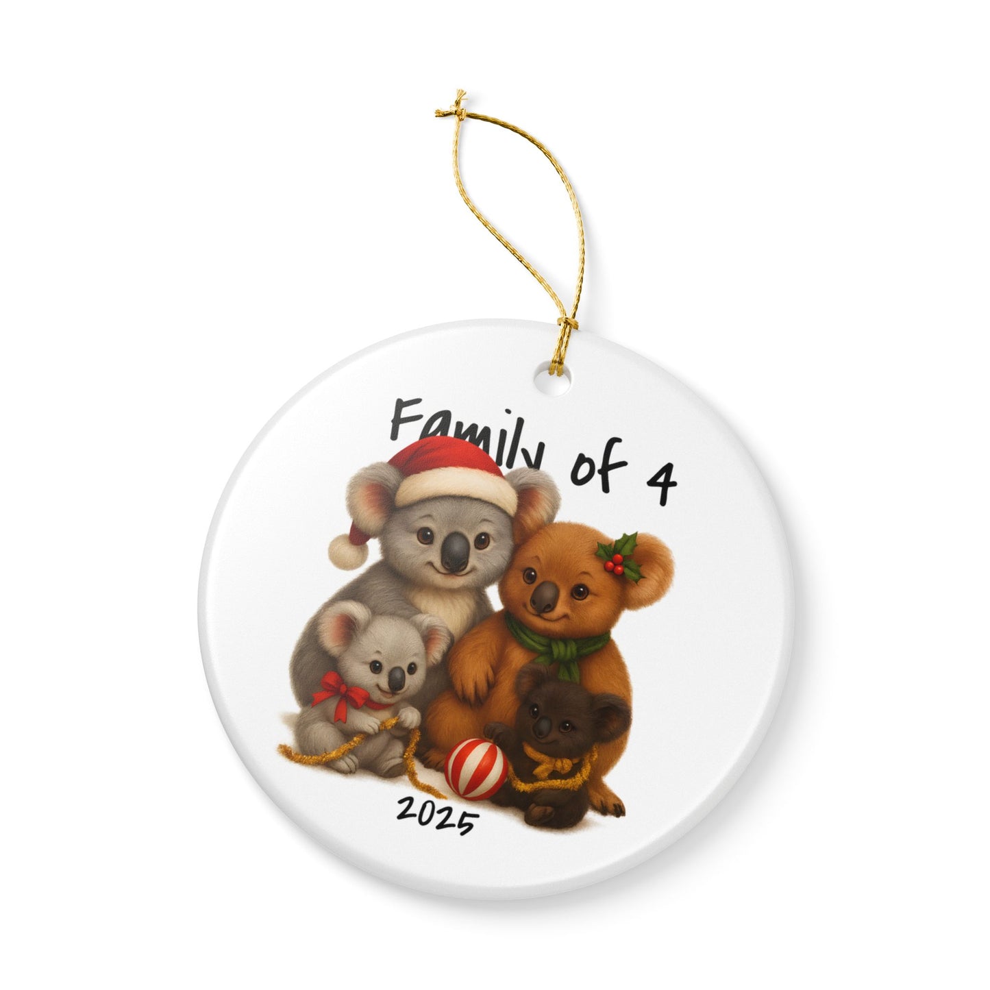 Family of 4 Australian Animal Christmas Ornament – Koala Design – 2025 Festive Keepsake