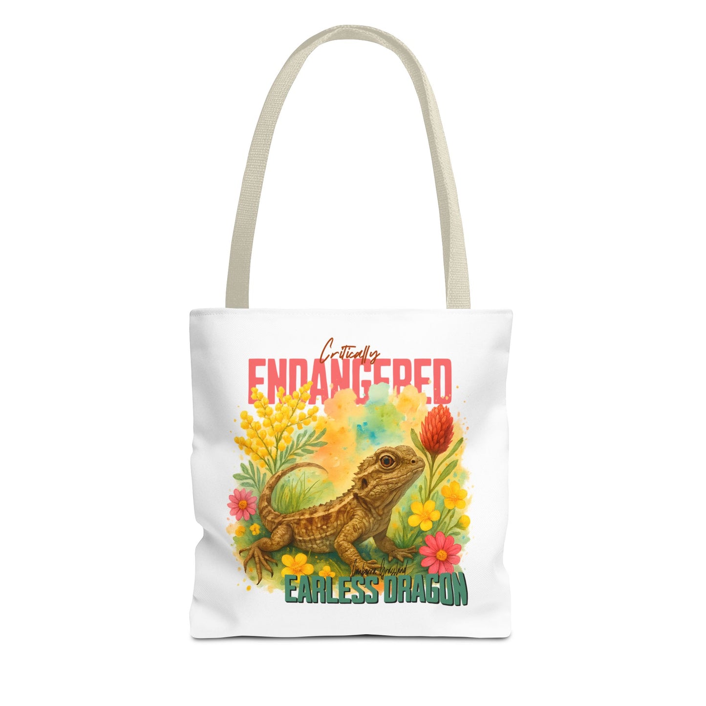 Critically Endangered Canberra Grassland Earless Dragon - Tote Bag – Australian Wildlife Awareness