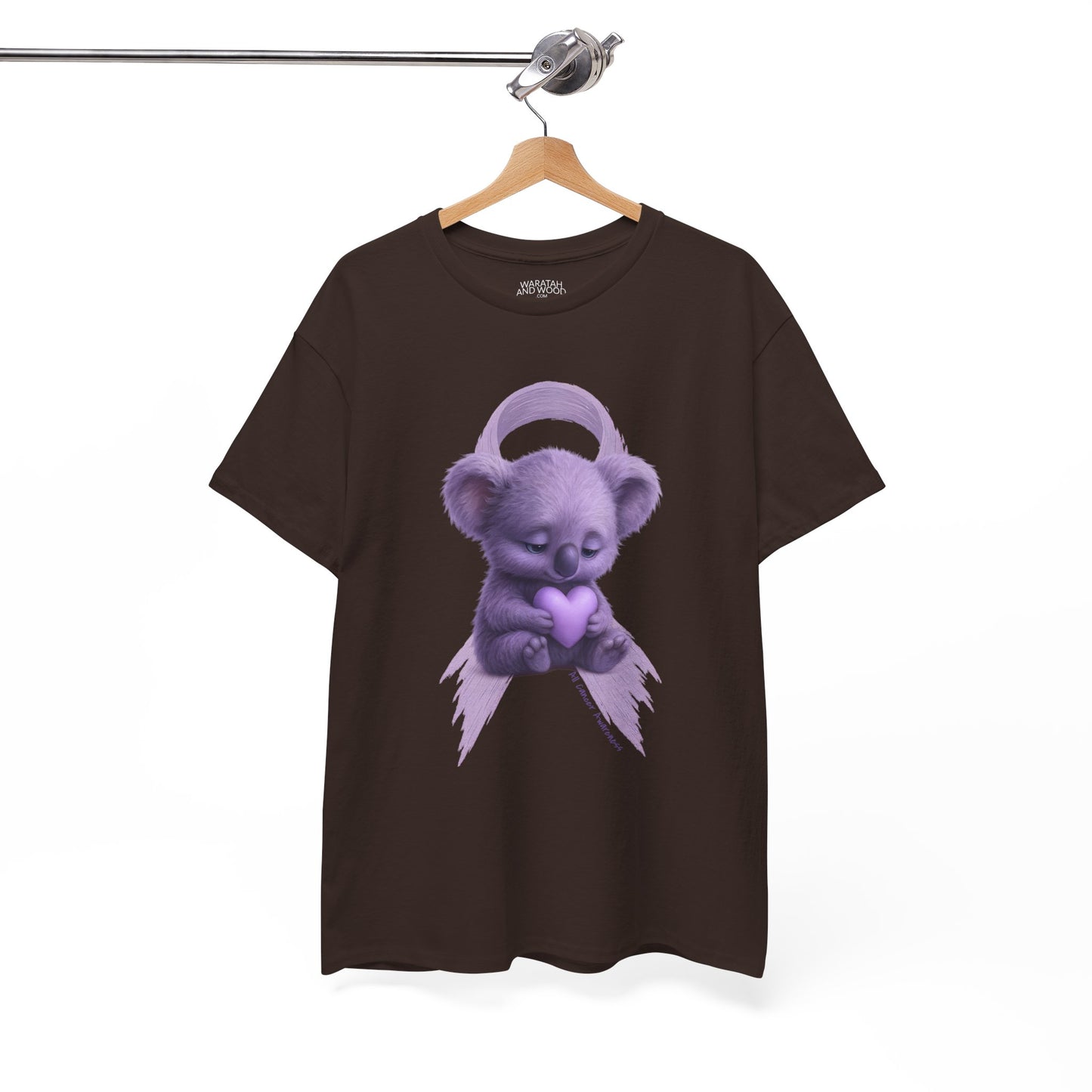 All Cancer Awareness Koala – Lavender Heart  - Adult T-Shirt | Waratah and Wood Comfort and Courage Collection