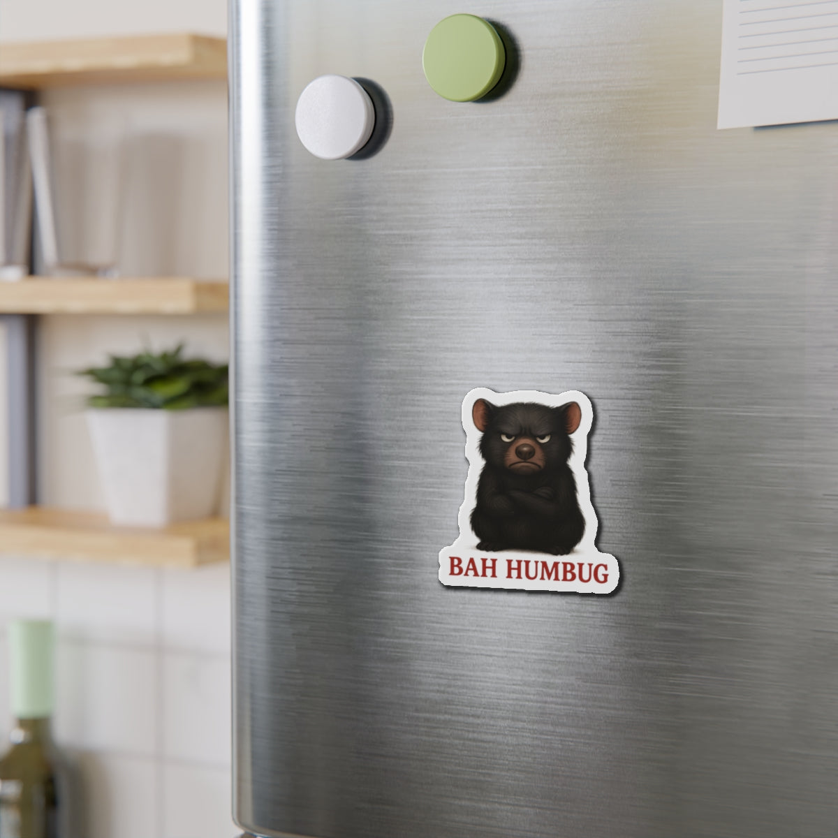 Bah Humbug Christmas – Die Cut Magnet | Tasmanian Devil Design | Gumleaf Gang Festive Friends