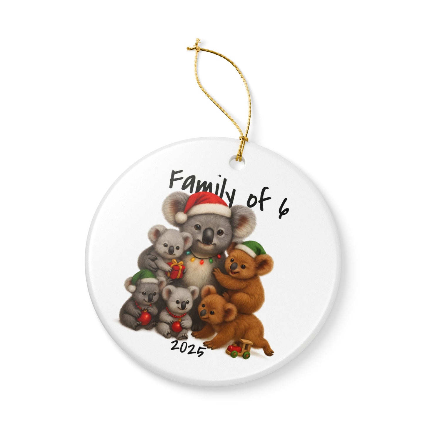 Single Parent Family of 6 Australian Animal Christmas Ornament – Koala Design – 2025 Festive Keepsake