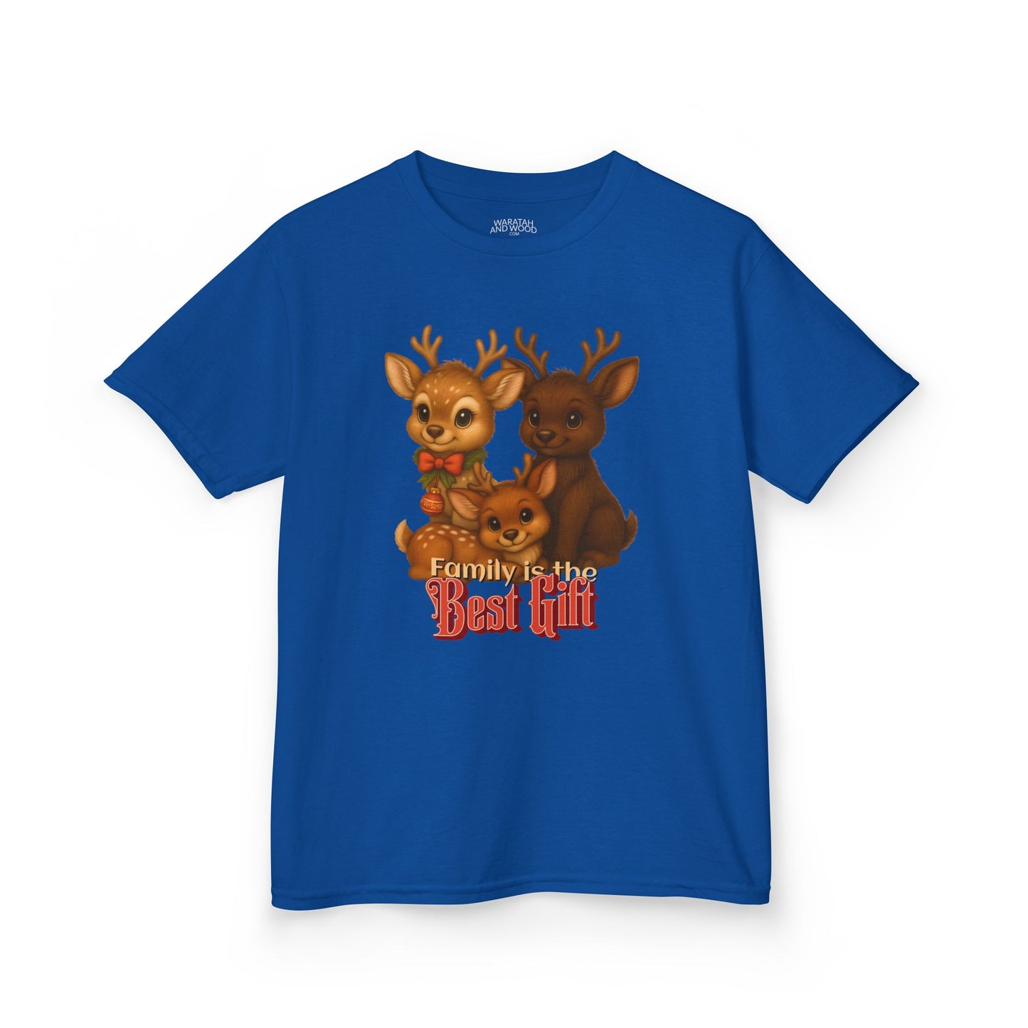 Family is the Best Gift – Kids T-Shirt | Kangaroo Christmas Design | Gumleaf Gang Festive Friends