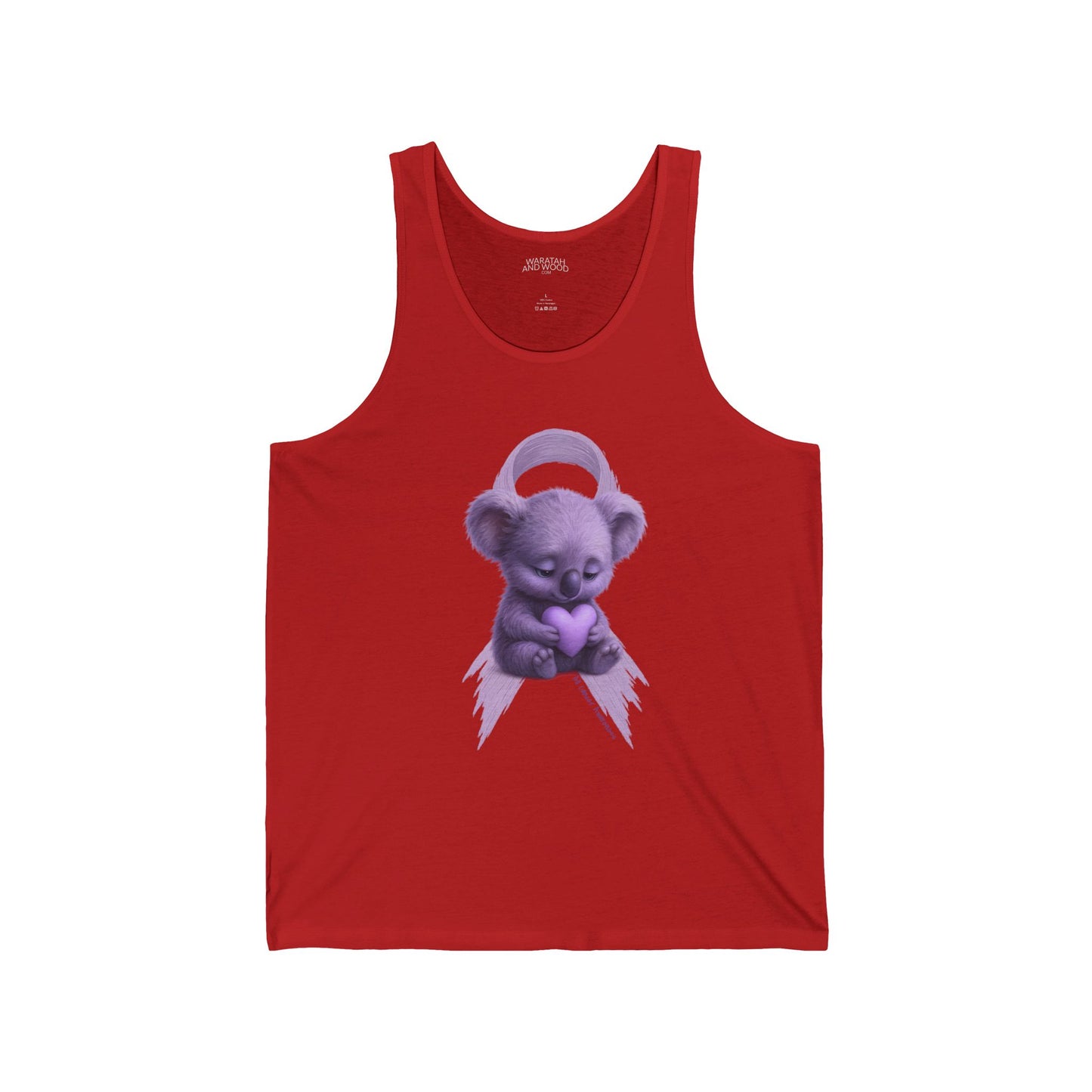 All Cancer Awareness Koala – Lavender Heart  - Adult Tank Top | Waratah and Wood Comfort and Courage Collection